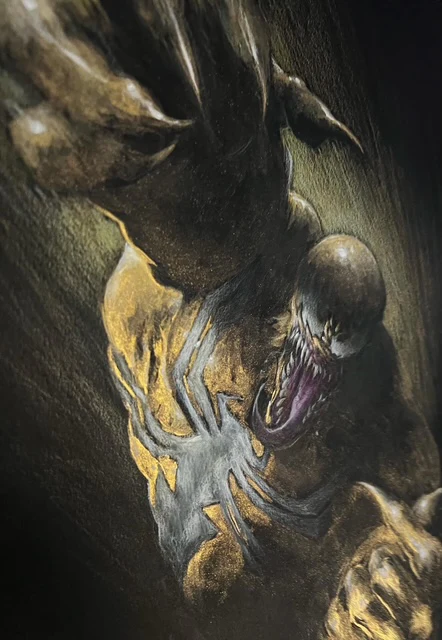 Casey Parsons Original Art Gold Painted Venom Black Card Illustration - Image 2