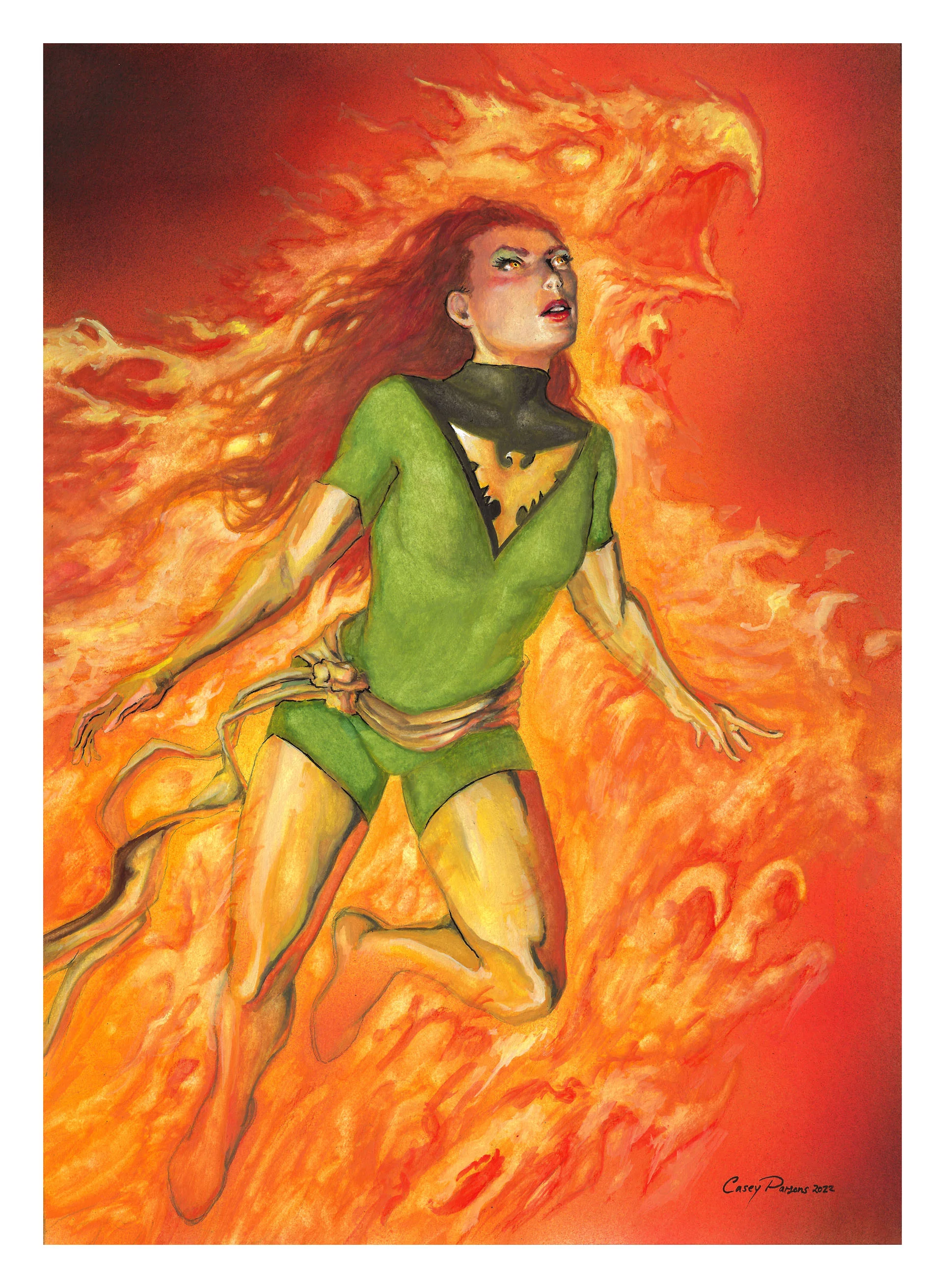 Casey Parsons Original Art Phoenix Marvel Platinum Upper Deck Card Art