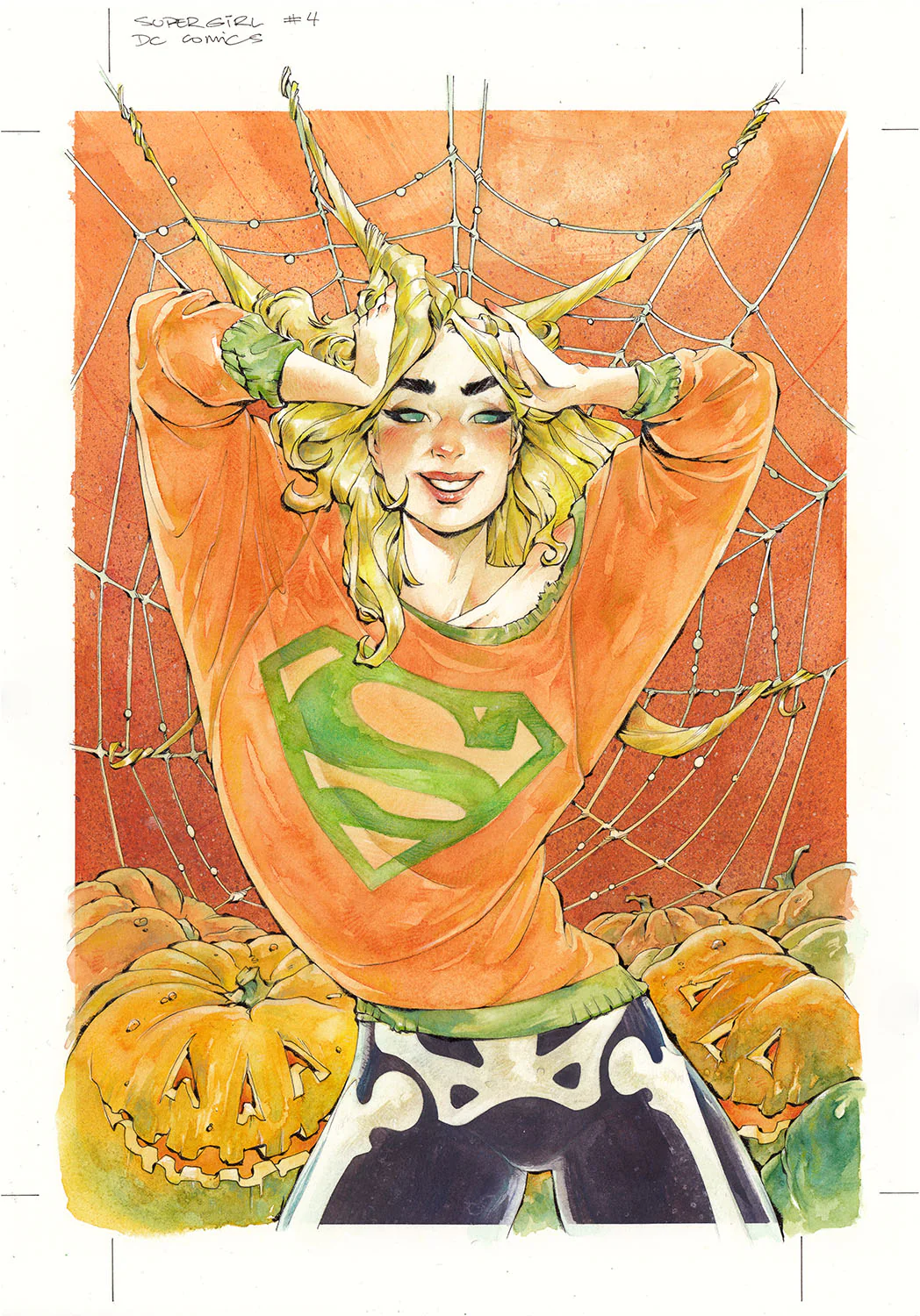 Chuma Hill Original Art Supergirl #5 Pumpkin Spicy Variant Cover