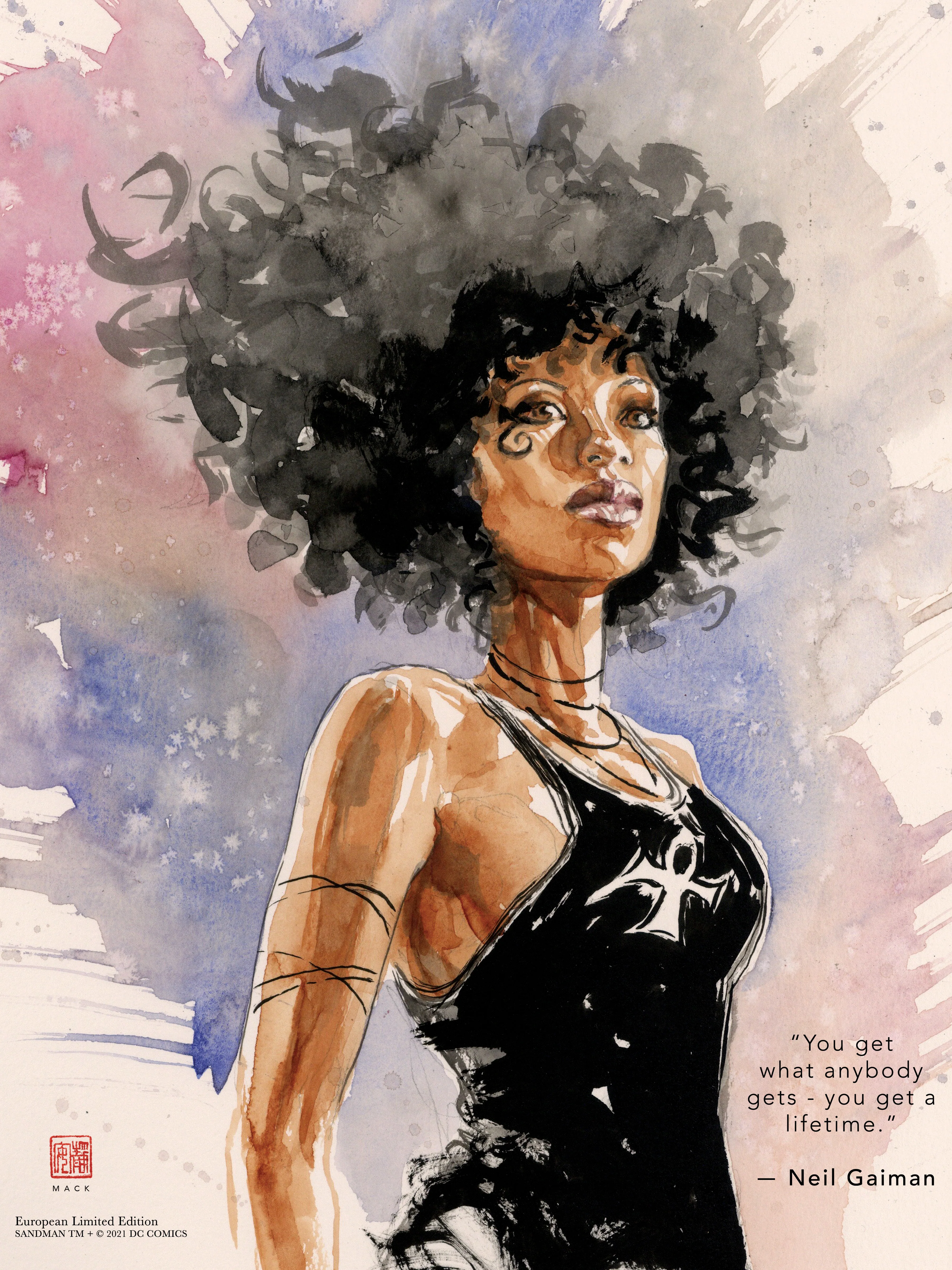 David Mack & Neil Gaiman Neverwear.net Official Death 2021 12x16" Limited Edition Giclee