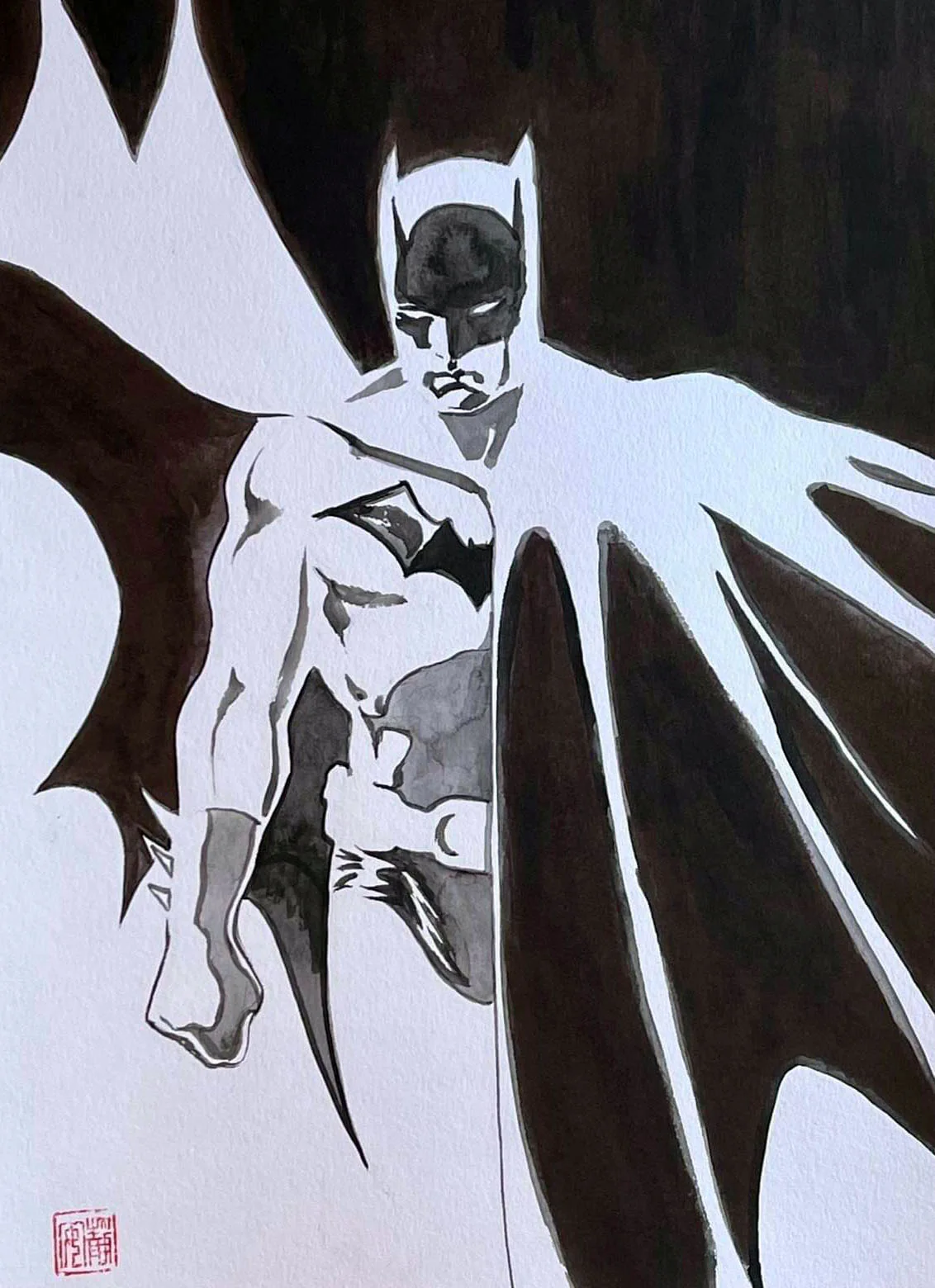 David Mack Original Art Batman Illustration