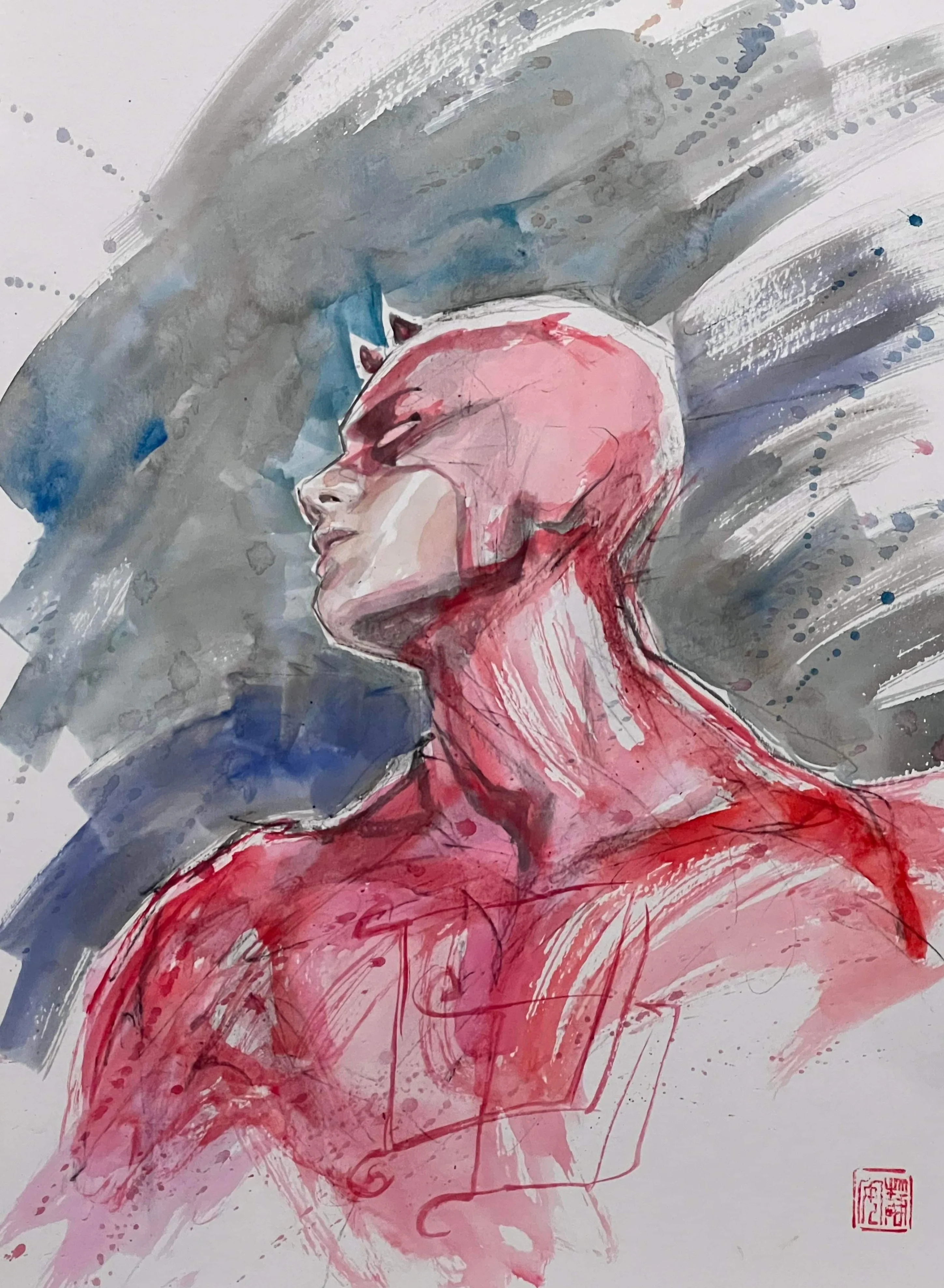David Mack Original Art Daredevil Watercolour Study Illustration