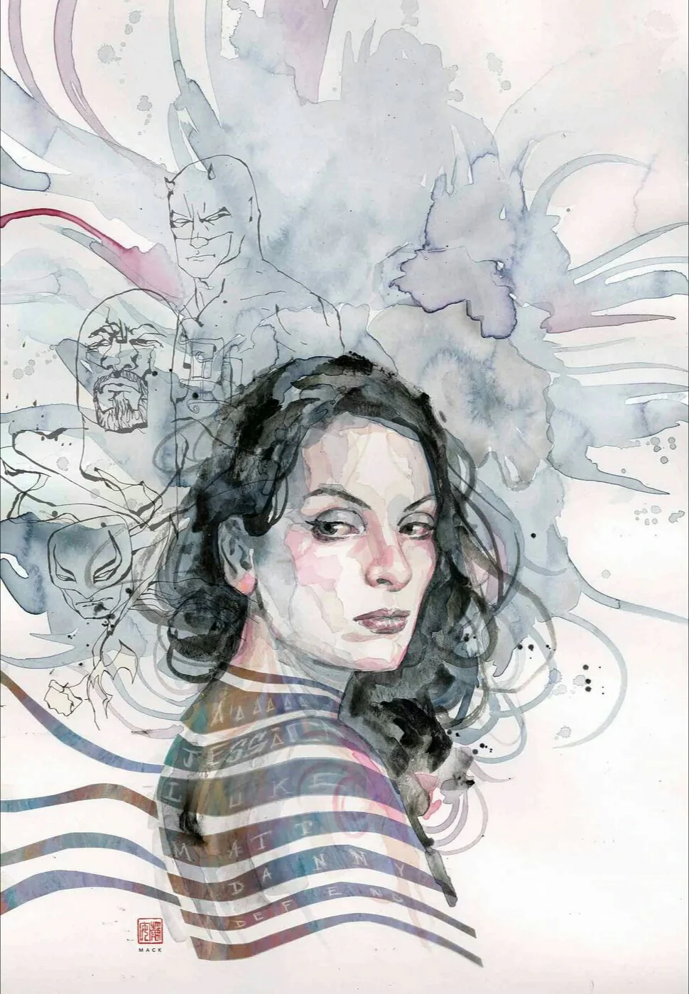 David Mack Original Art Jessica Jones #18 Cover Published Luke Cage Ink Layer - Image 2