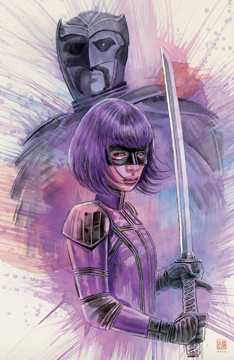 David Mack Original Art Kick-Ass Hit Girl #1 Big Daddy Cover - Image 2