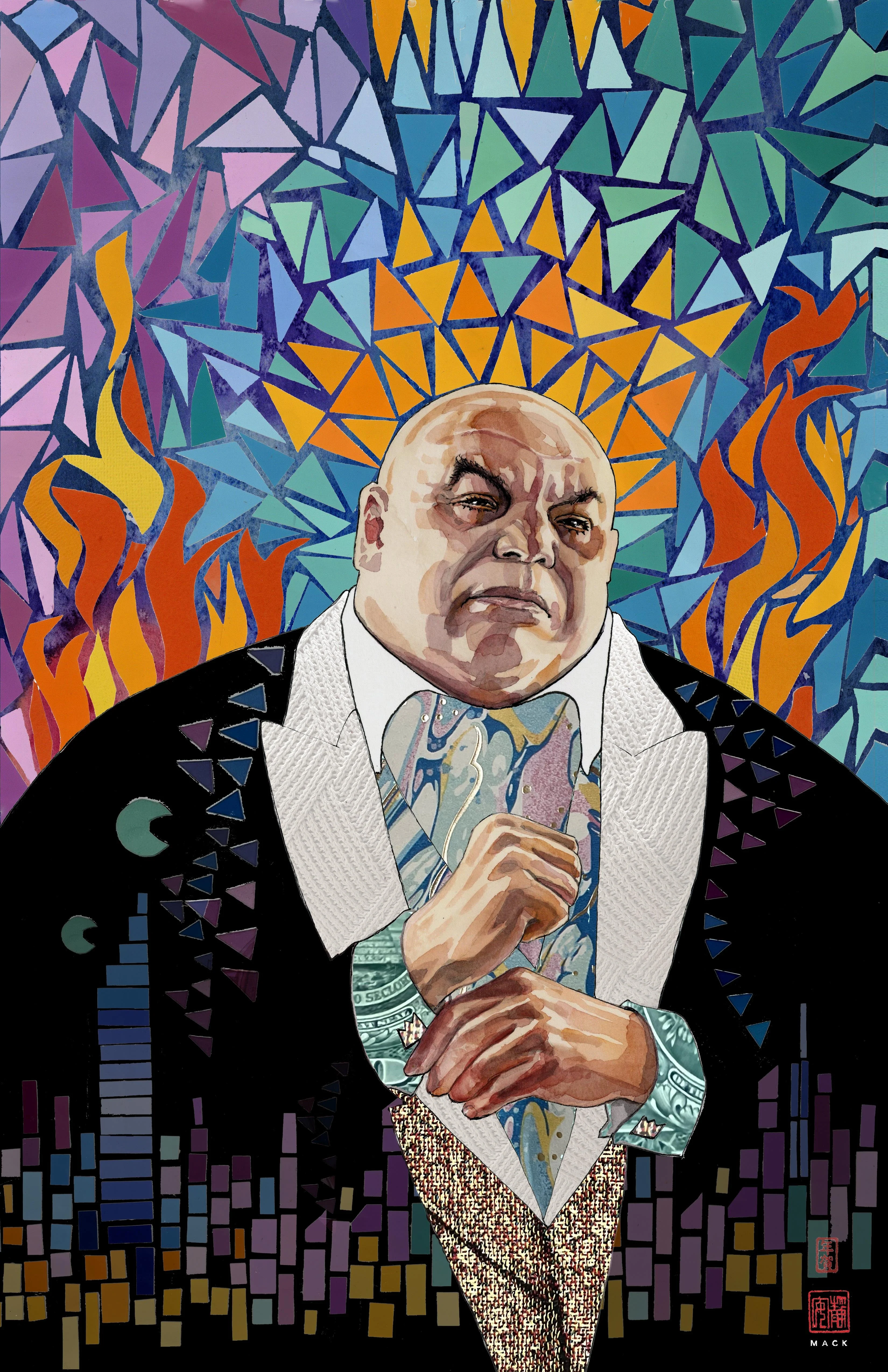 David Mack Original Art Daredevil #28 Kingpin: Mayor Fisk Mixed Media Collage Cover