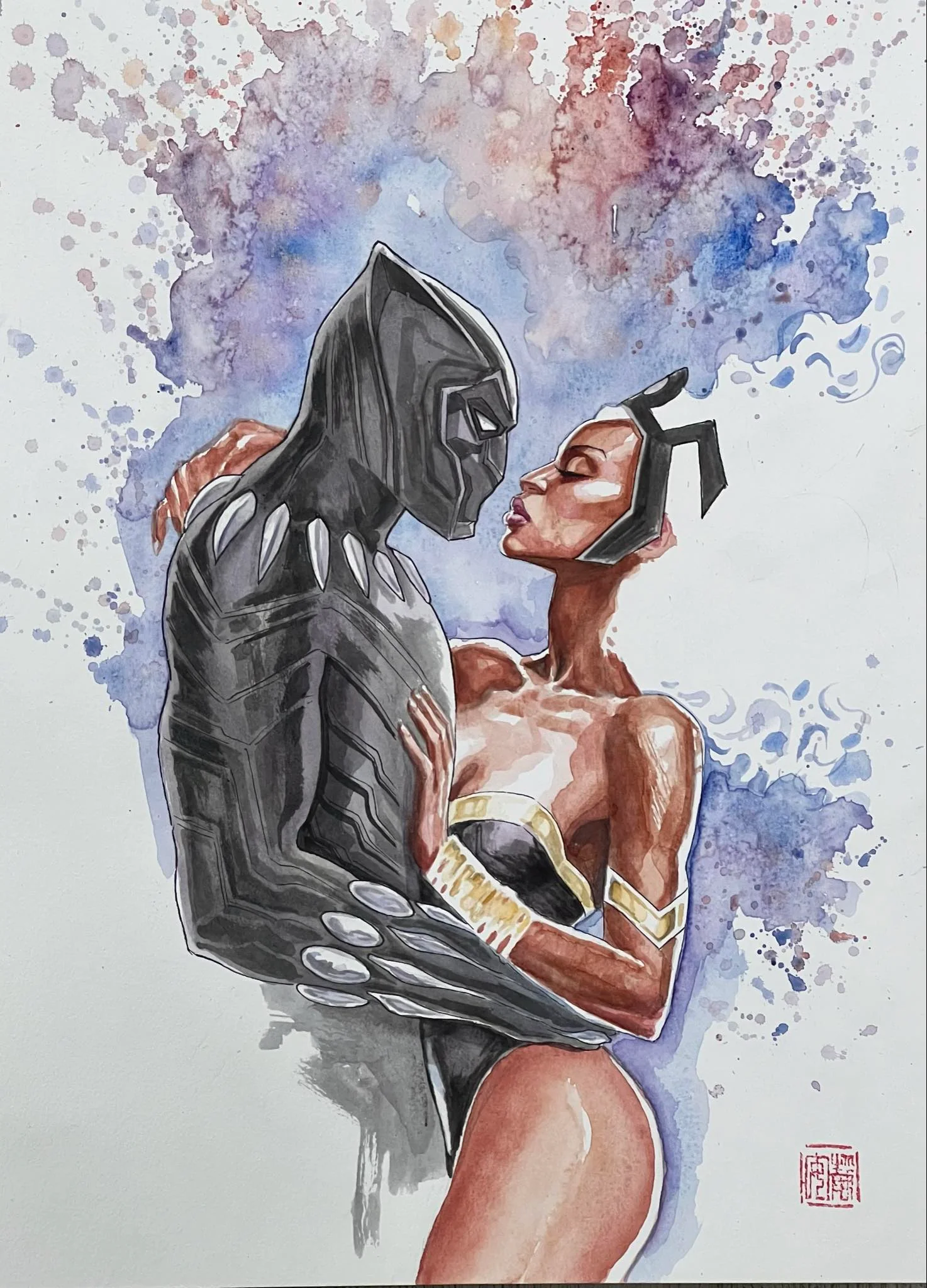 David Mack Original Art Marvel Knights: The World to Come #1 Black Panther and Storm Cover (includes 2 pieces of original art - see more photos) - Image 2