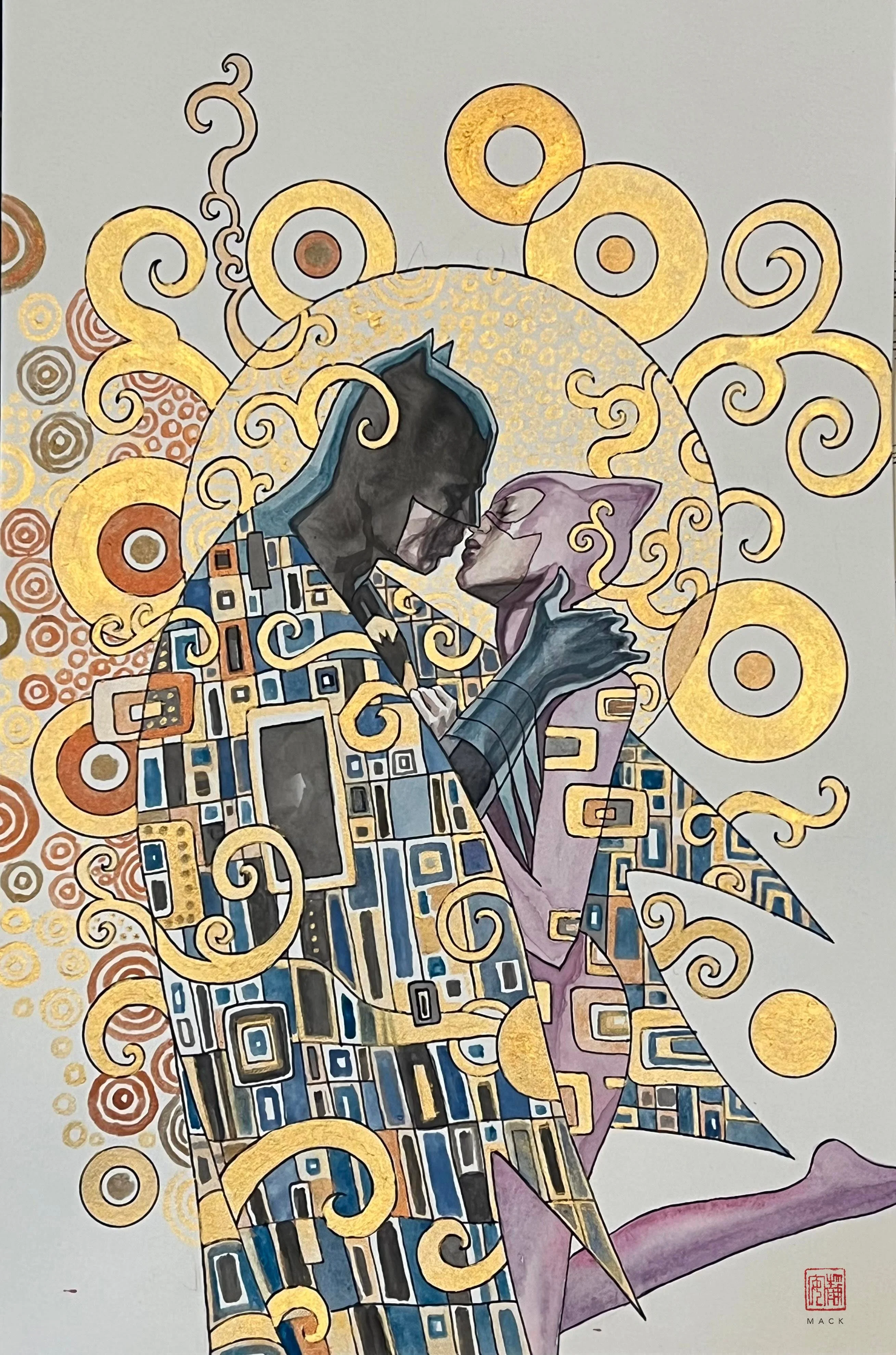 David Mack Original Art 'The Kiss' Batman & Catwoman
