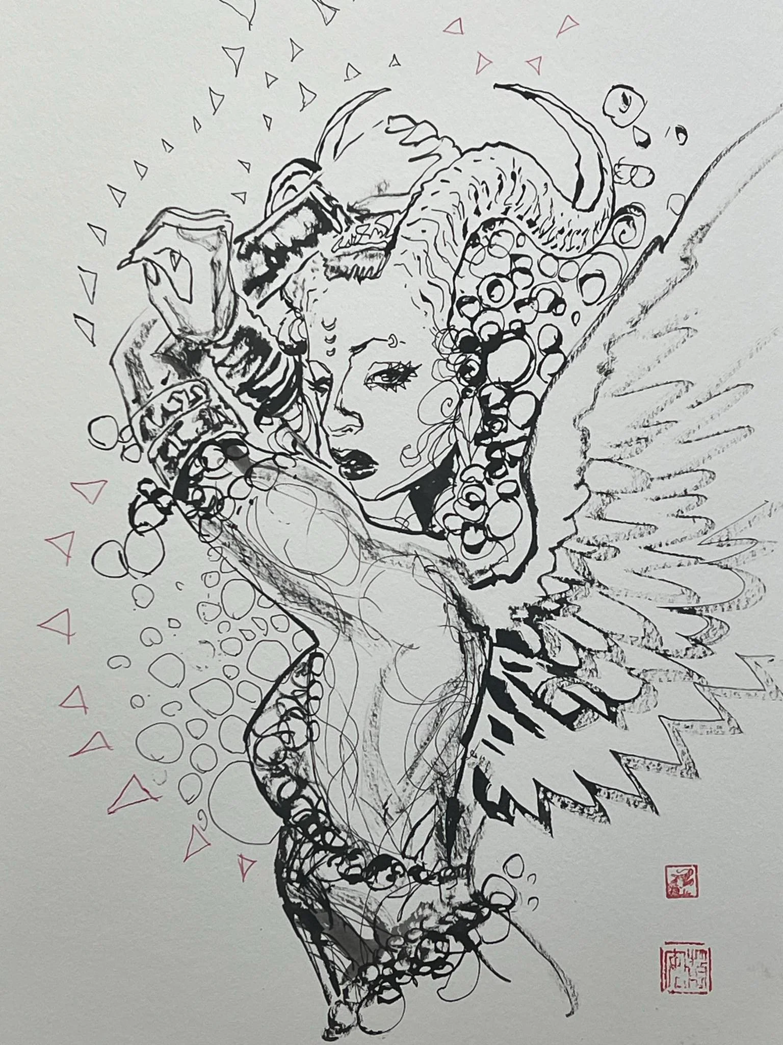 David Mack Original Art Top Cow The Darkness #1 Cover Ink Study