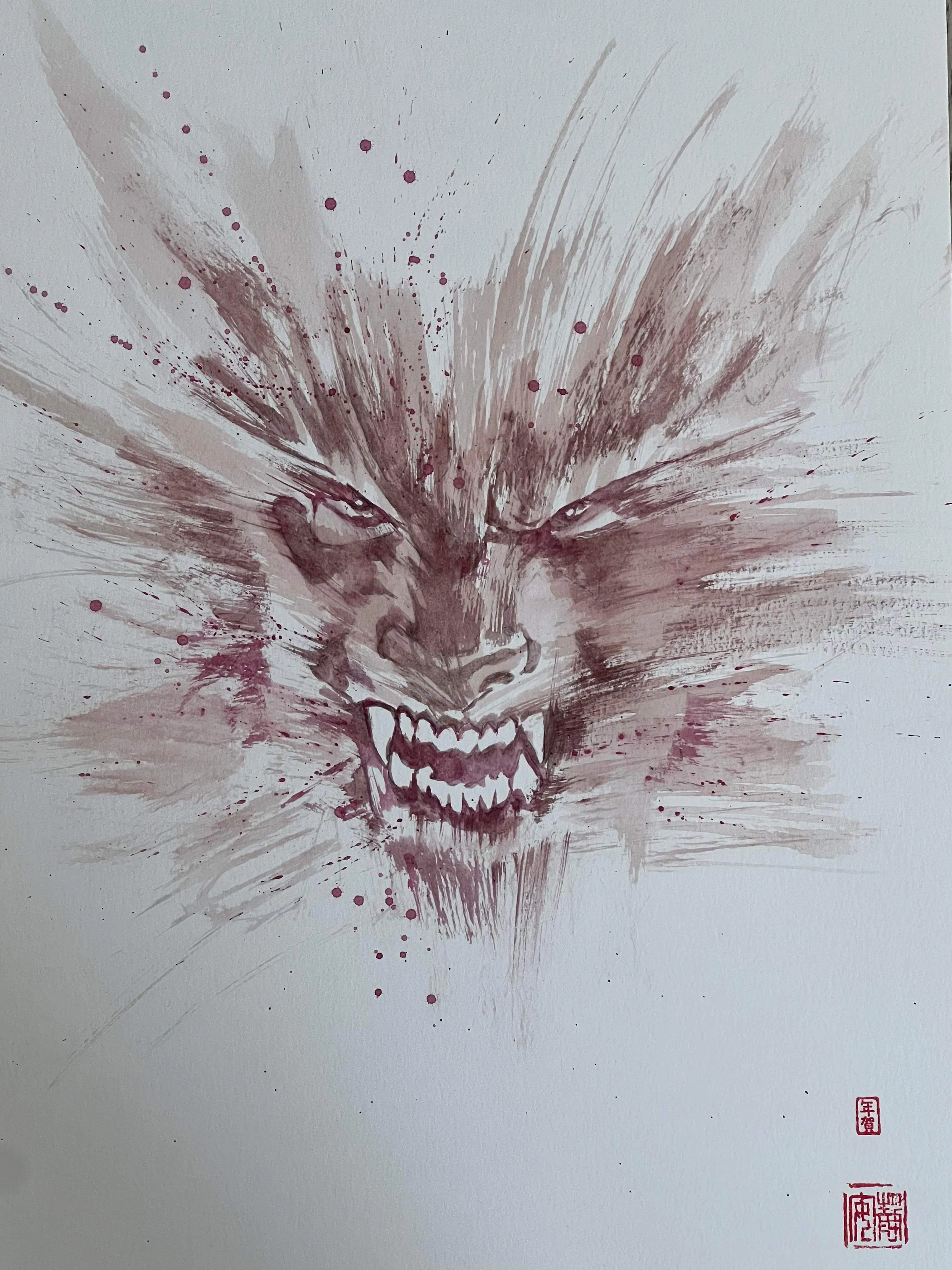 David Mack Original Art Werewolf by Night #2 Cover (Includes 3 Pieces- see images) - Image 3