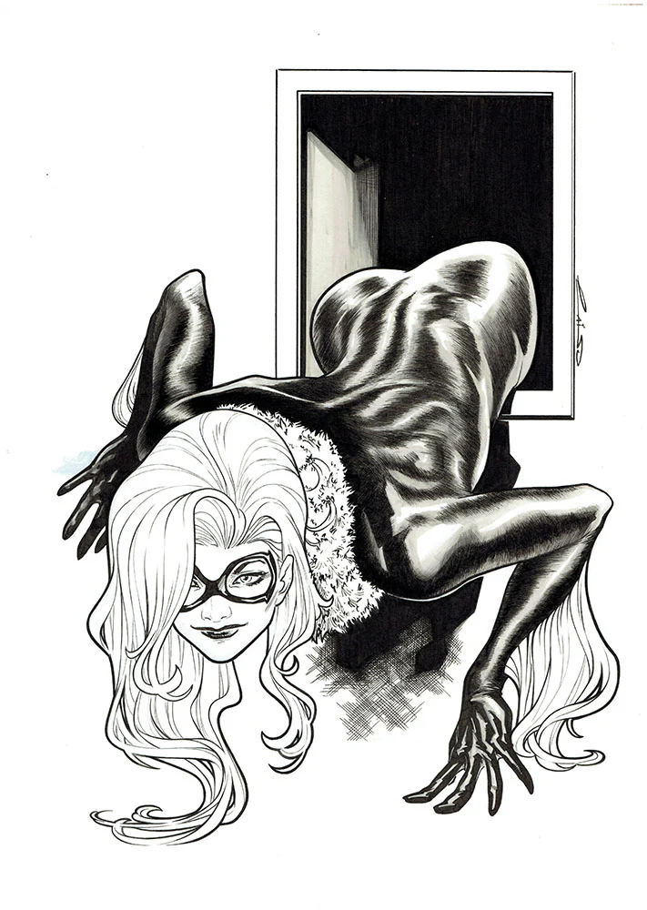 Emilio Laiso Original Art Black Cat A3 Illustration