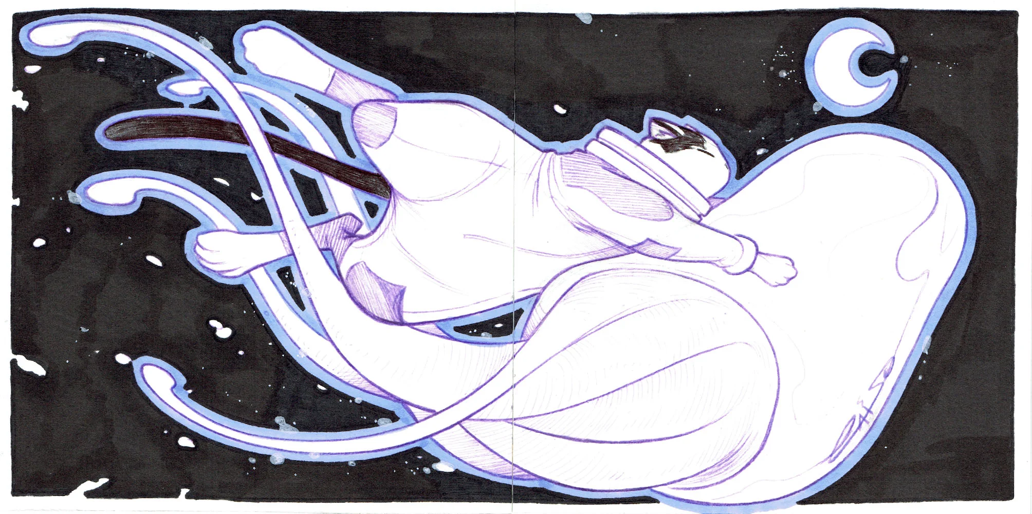 Emilio Laiso Original Art Cat Illustration 19 (with free CommuniCATe Volume 1 art book included)