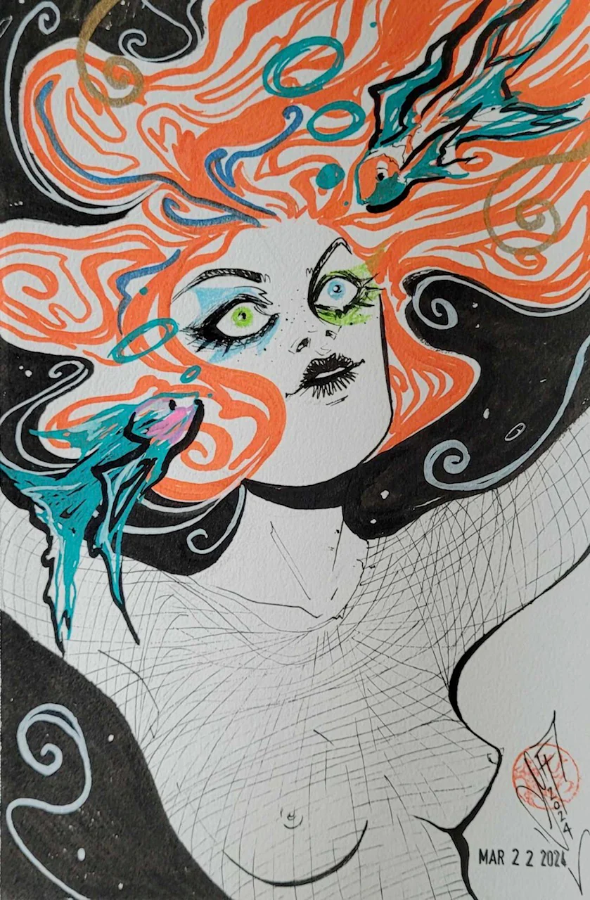 Francesca Fantini Original Art Delirium Sandman 5.5x8.5" Illustration