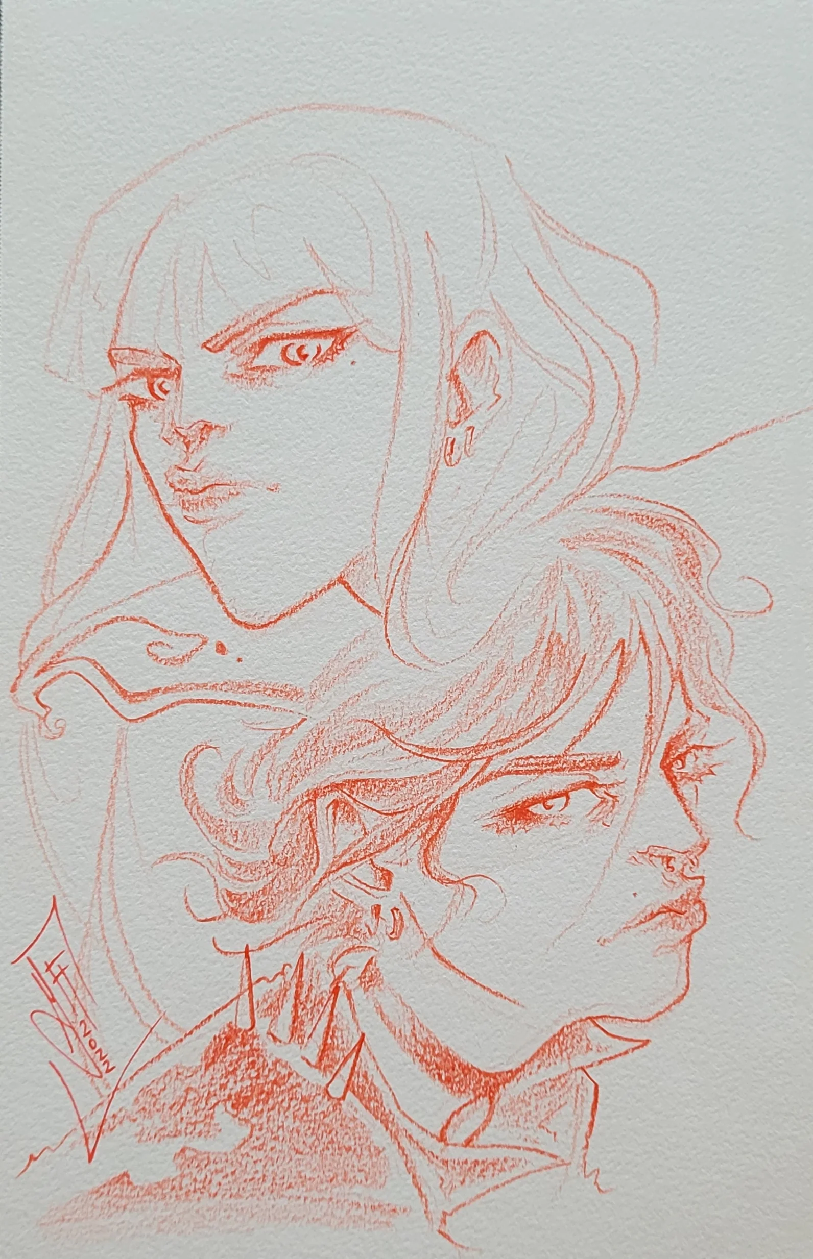 Francesca Fantini Original Art Jessamy and Angel from Stake Sketch