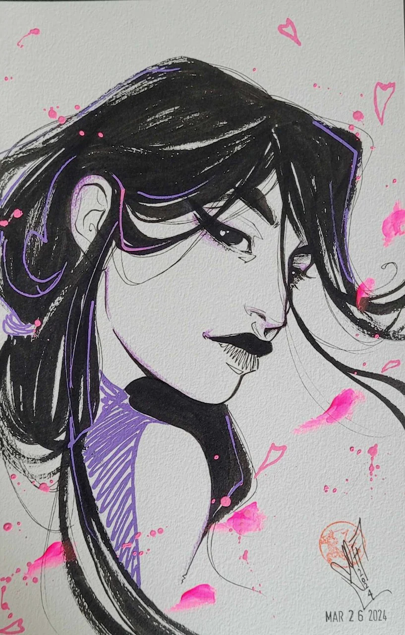 Francesca Fantini Original Art Psylocke 5.5x8.5" Illustration
