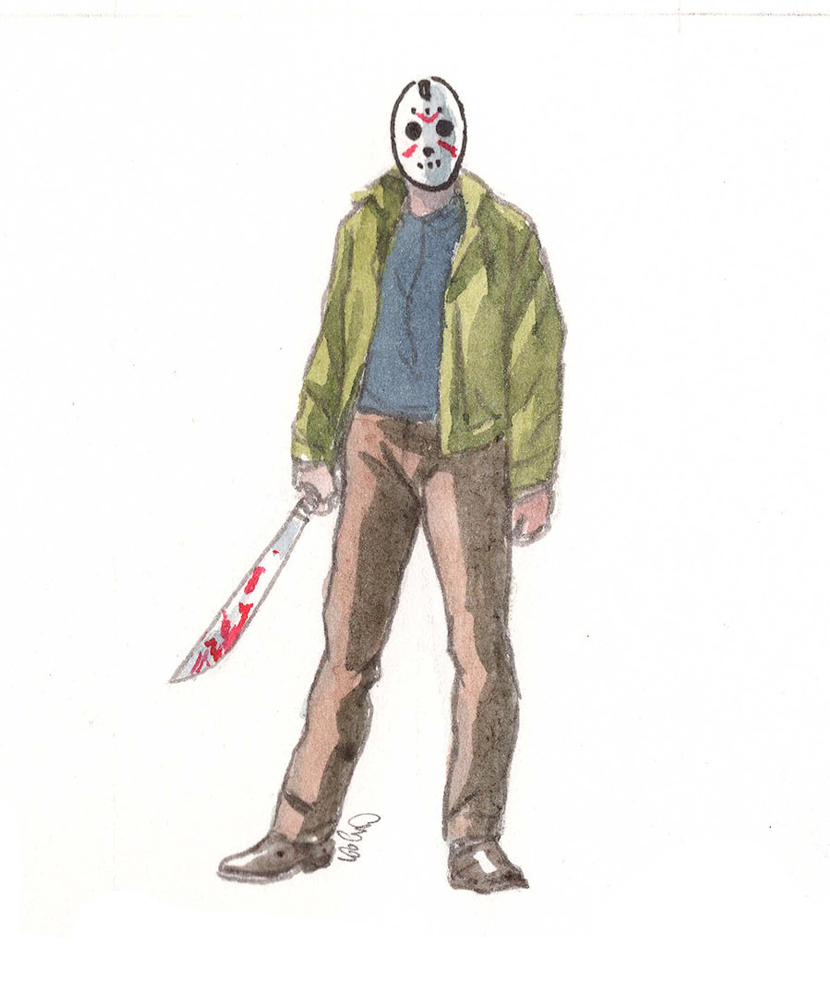 Guillaume Martinez Original Art Jason Voorhees Unlucky 13 Minis Collection (includes standing desk frame)
