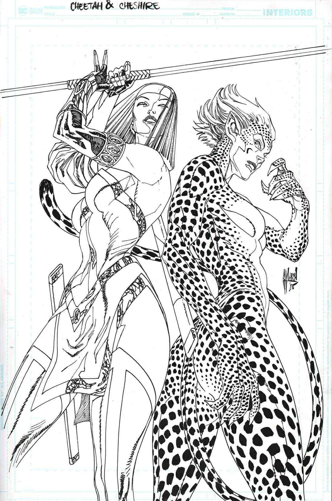 Guillem March Original Art Cheetah and Cheshire Rob the Justice League #2 Cover