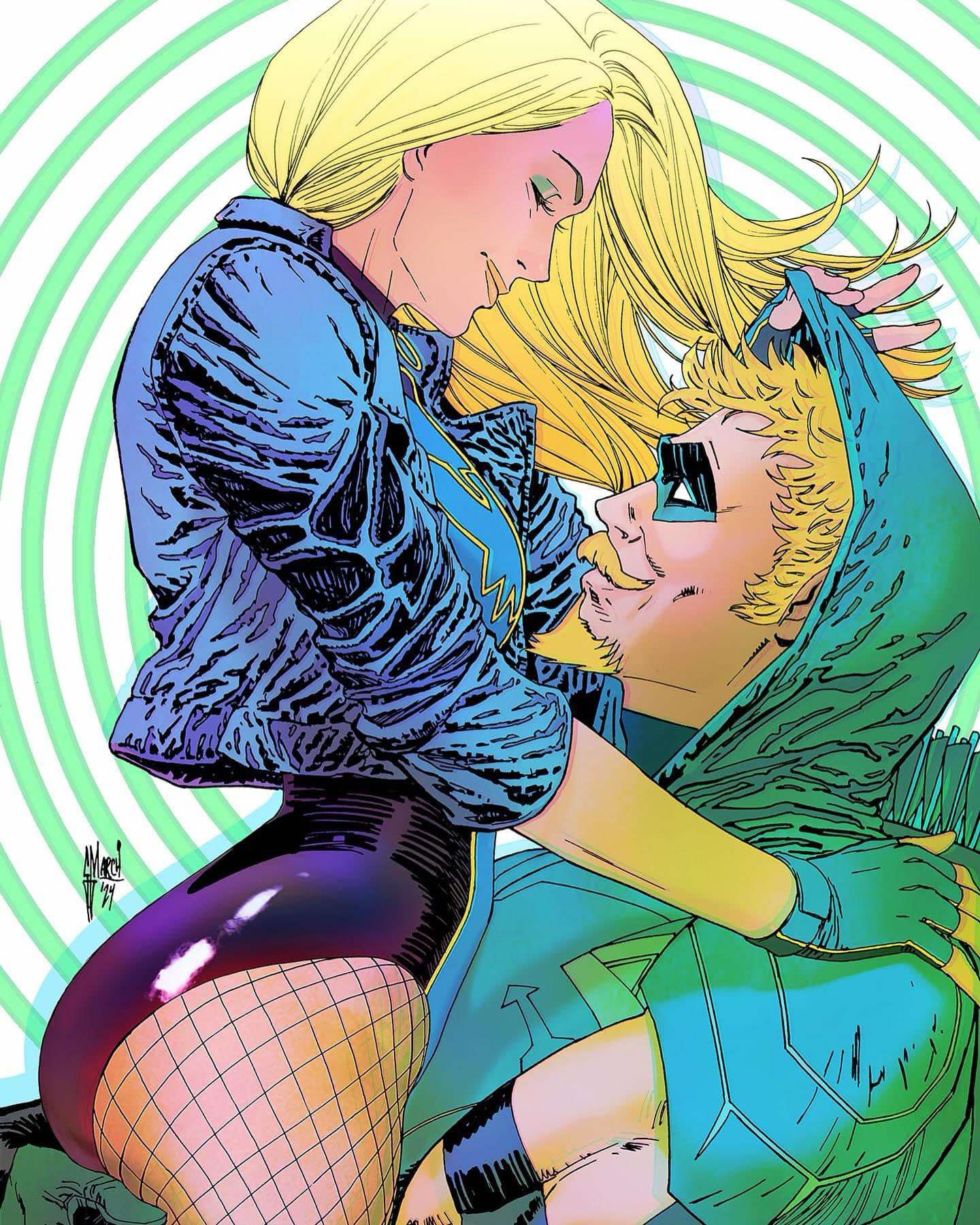 Guillem March Original Art Green Arrow #18 Black Canary Cover 2 - Image 2
