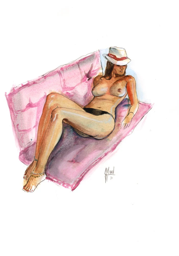 Guillem March Original Art Summer Muse White Hat