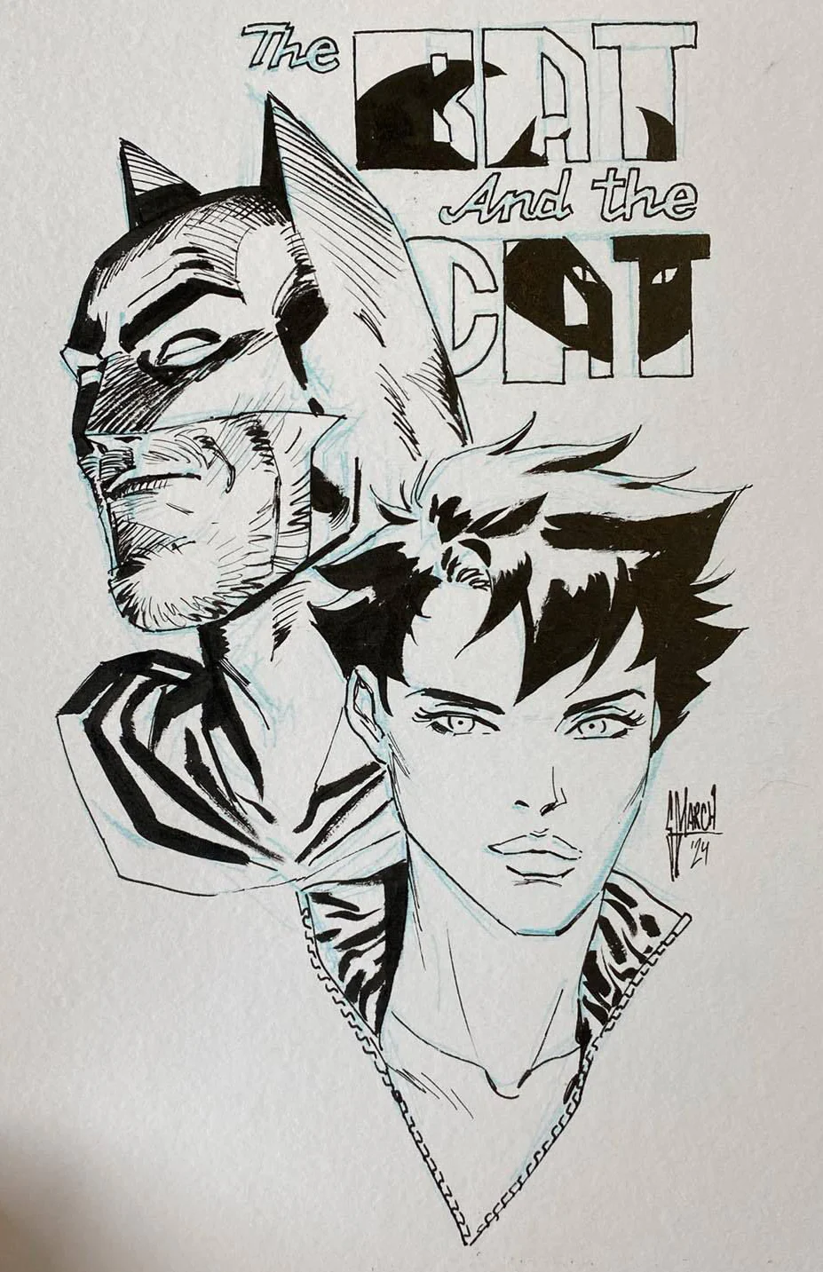 Guillem March Original Art 'The Bat & Cat' Illustration 2