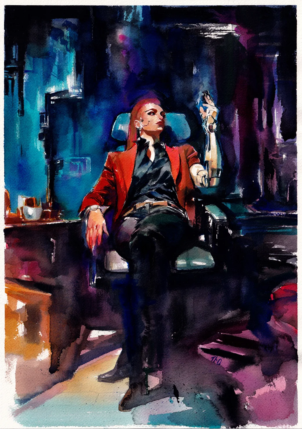 Ito Original Art CD Projekt Red Cyberpunk TCG V (Female)