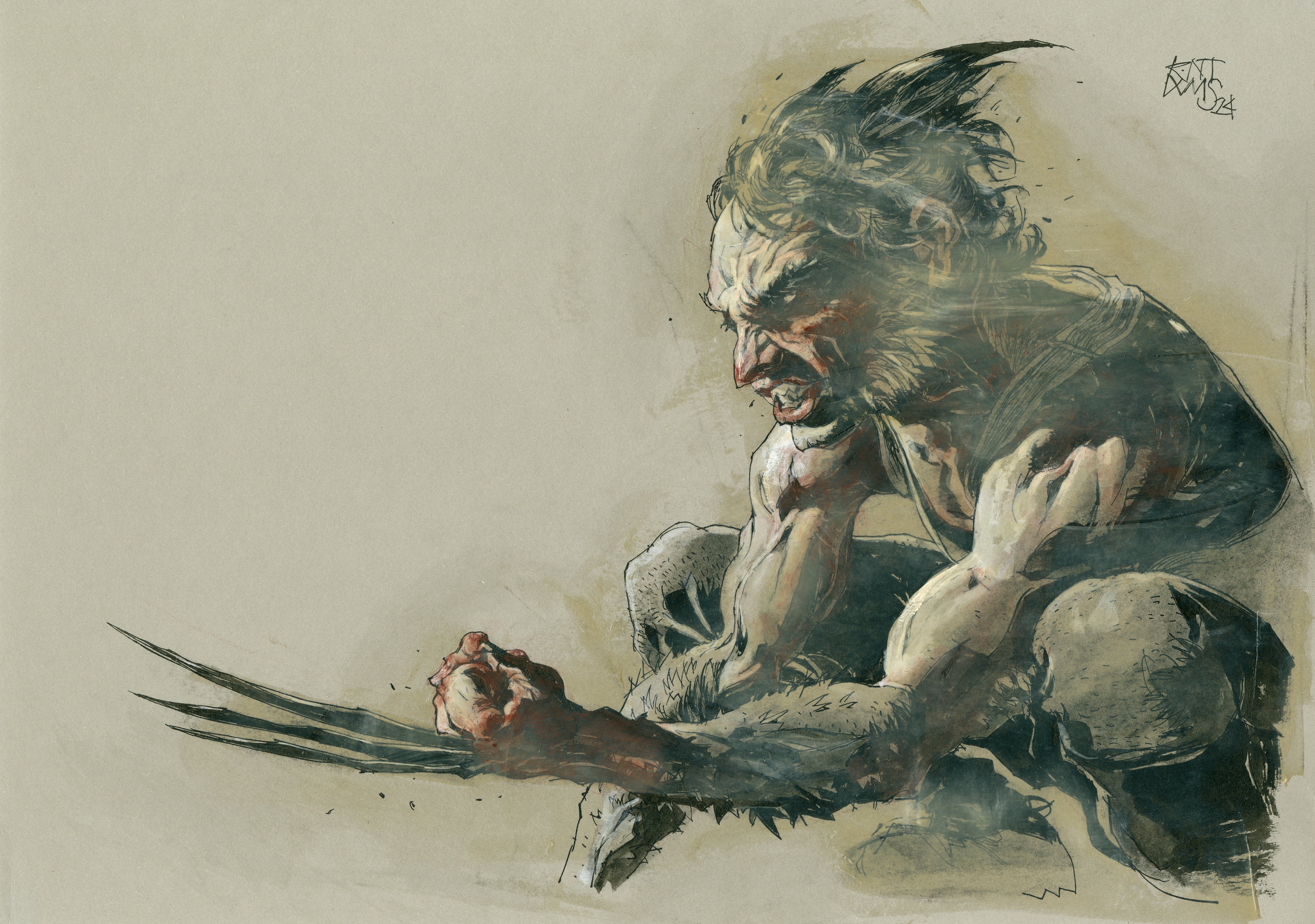 Kent Williams Original Art Wolverine Illustration