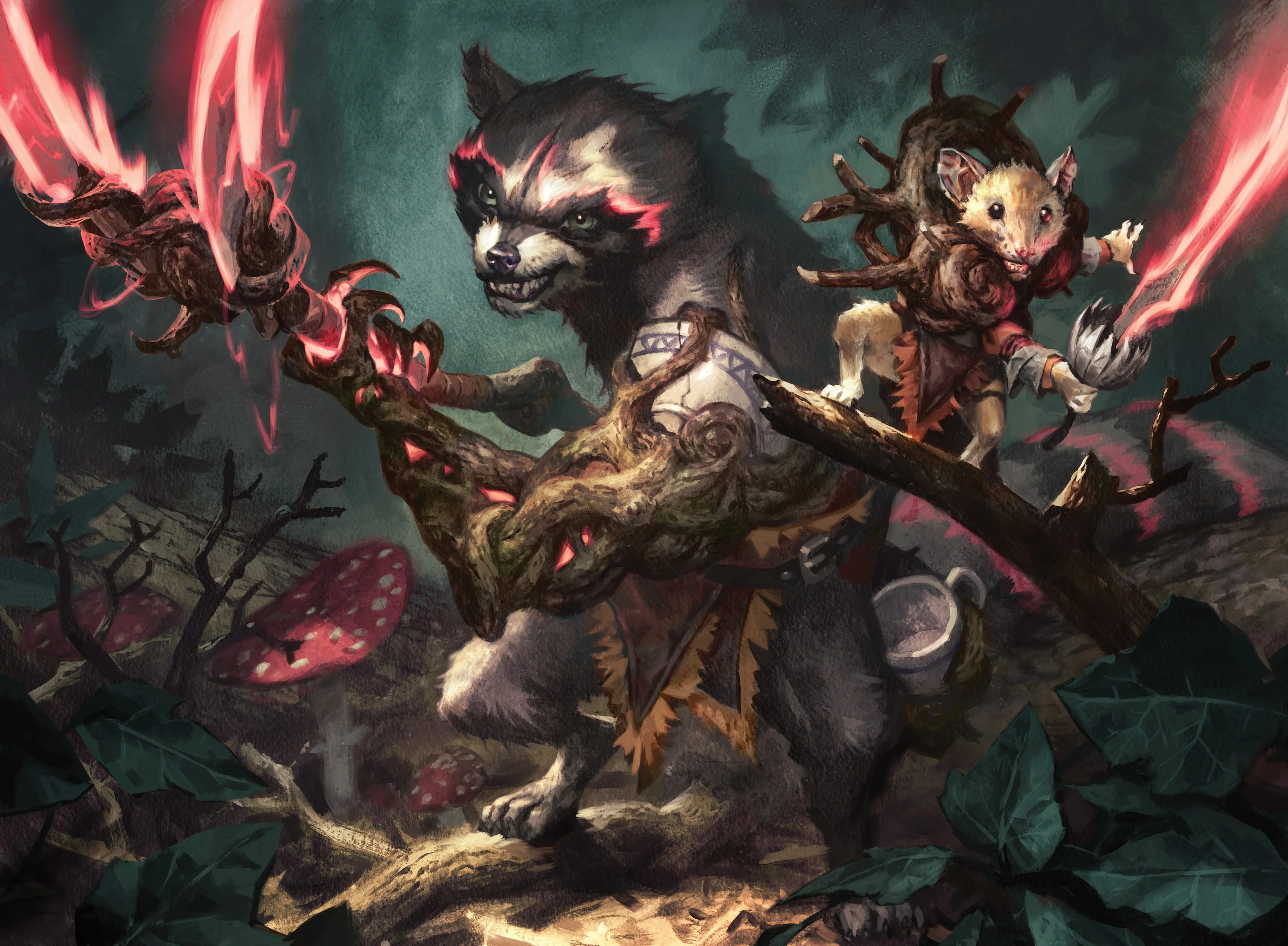 Michal Ivan Original Art Magic: The Gathering Roughshod Duo Mouse Raccoon Card Art - Image 2