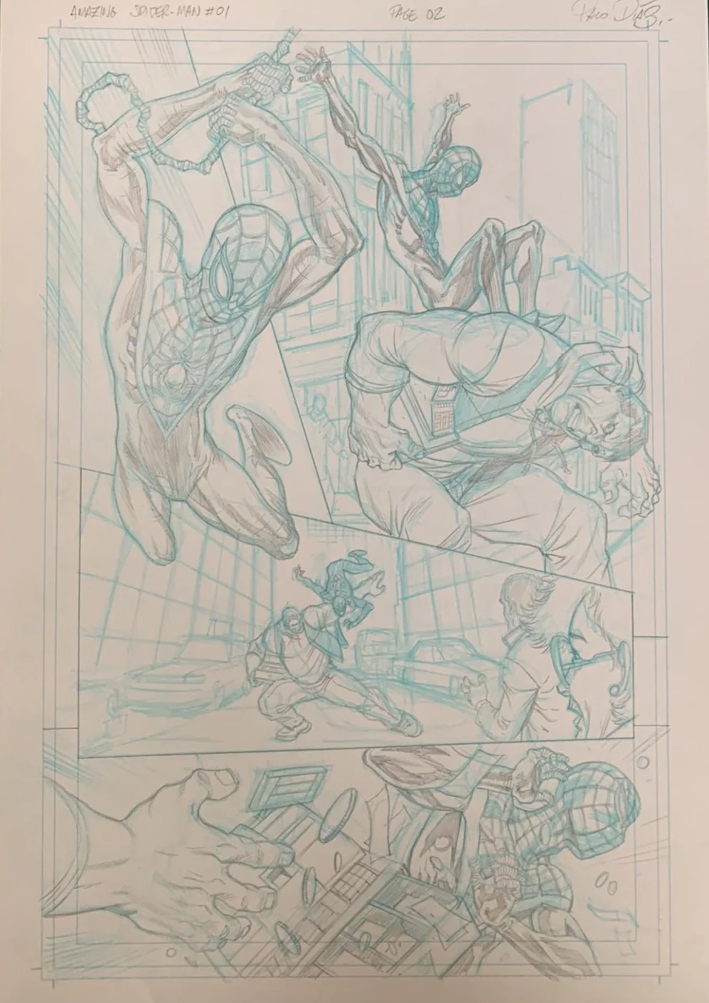Paco Diaz Original Art Amazing Spider-Man #1 'Boxing Day' Short Story Full 7 Pages Set, Script & Extras