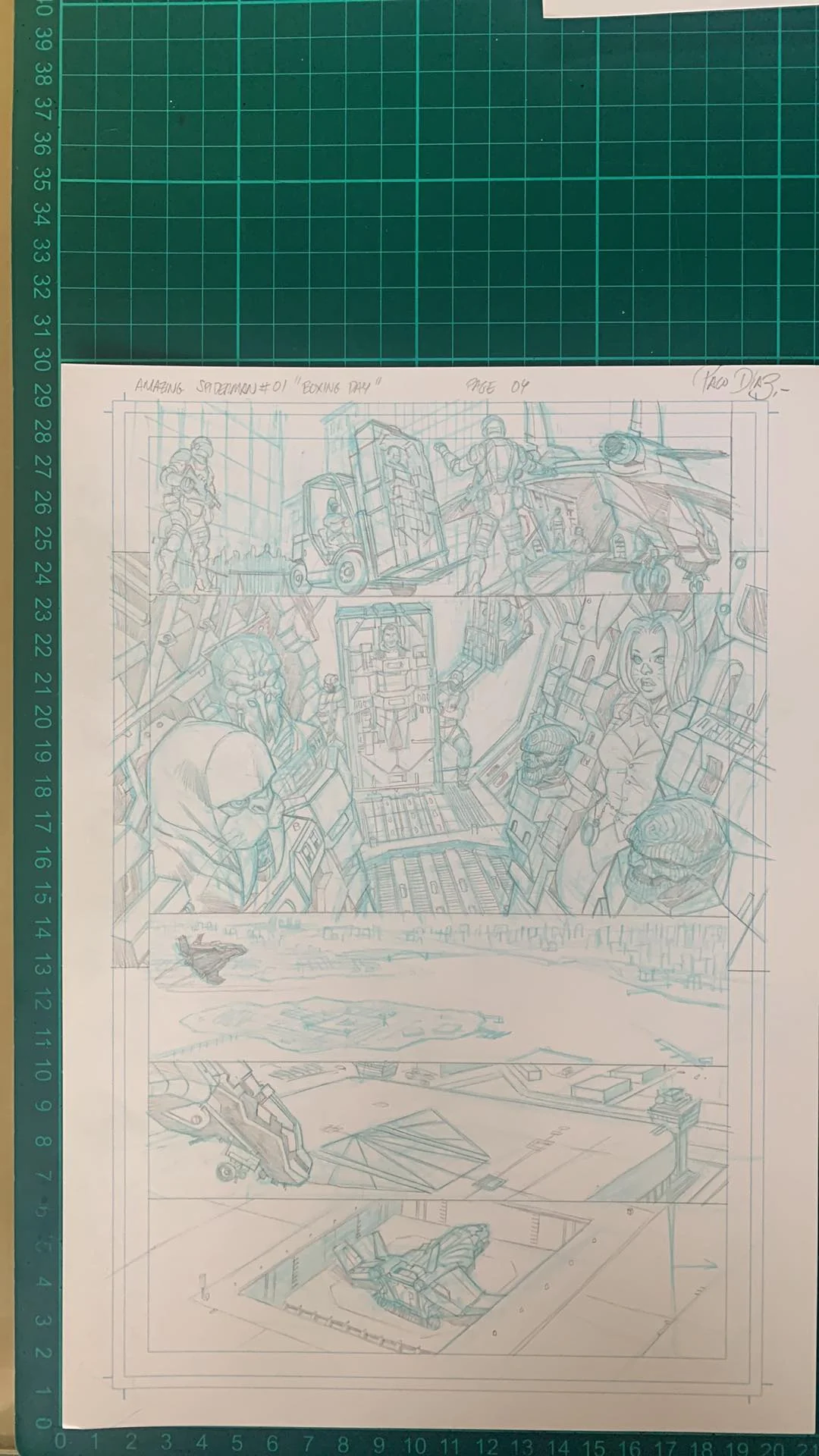 Paco Diaz Original Art Amazing Spider-Man #1 'Boxing Day' Short Story Full 7 Pages Set, Script & Extras - Image 5