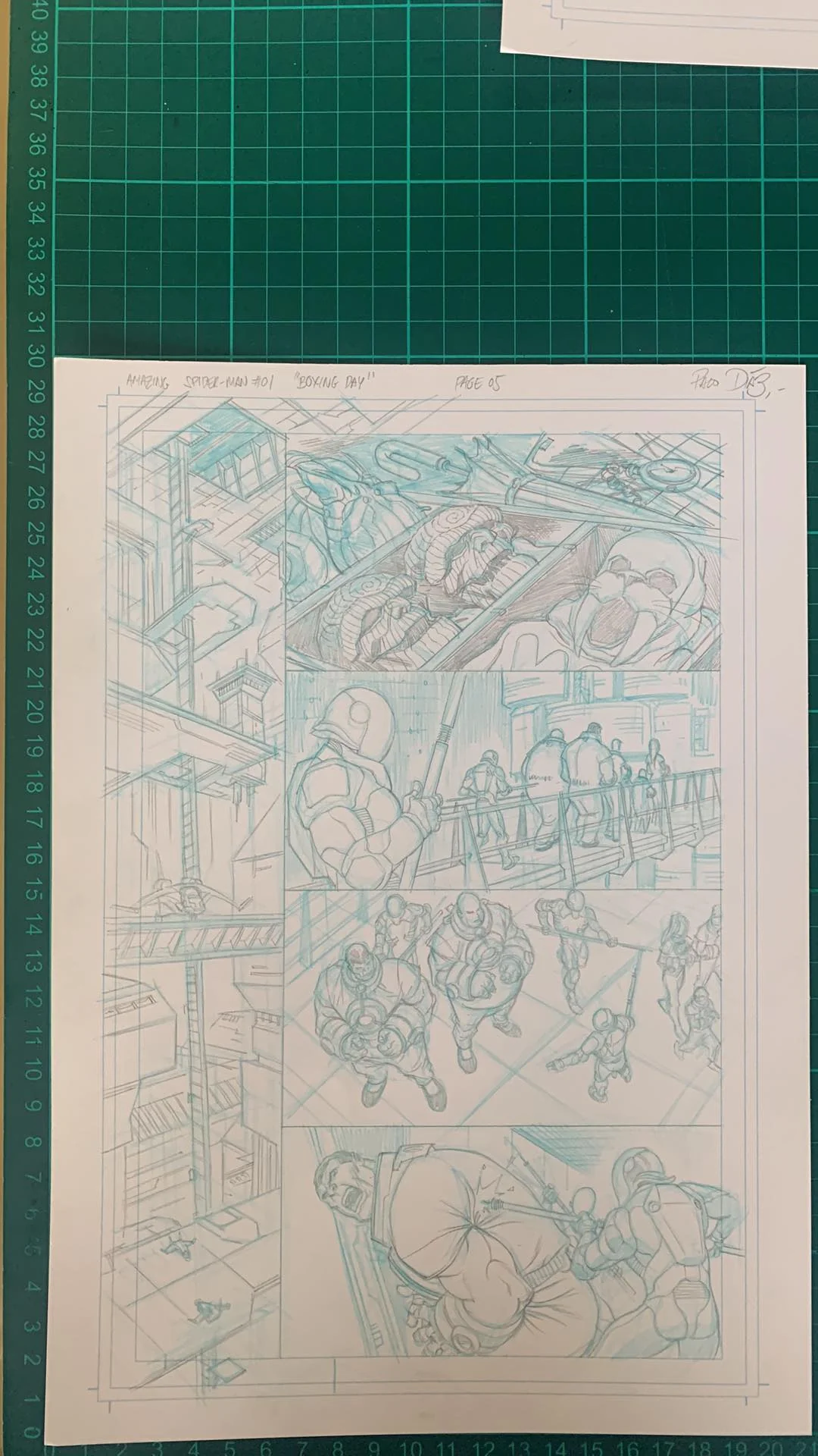 Paco Diaz Original Art Amazing Spider-Man #1 'Boxing Day' Short Story Full 7 Pages Set, Script & Extras - Image 6