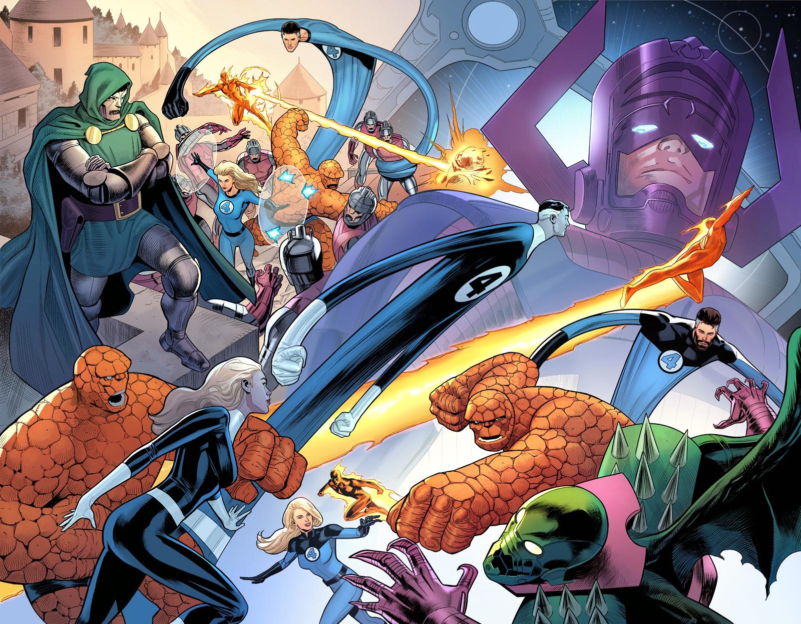 Paul Renaud Original Art Fantastic Four 60th Anniversary #35 Double Page Spread (Prelim Included) - Image 3