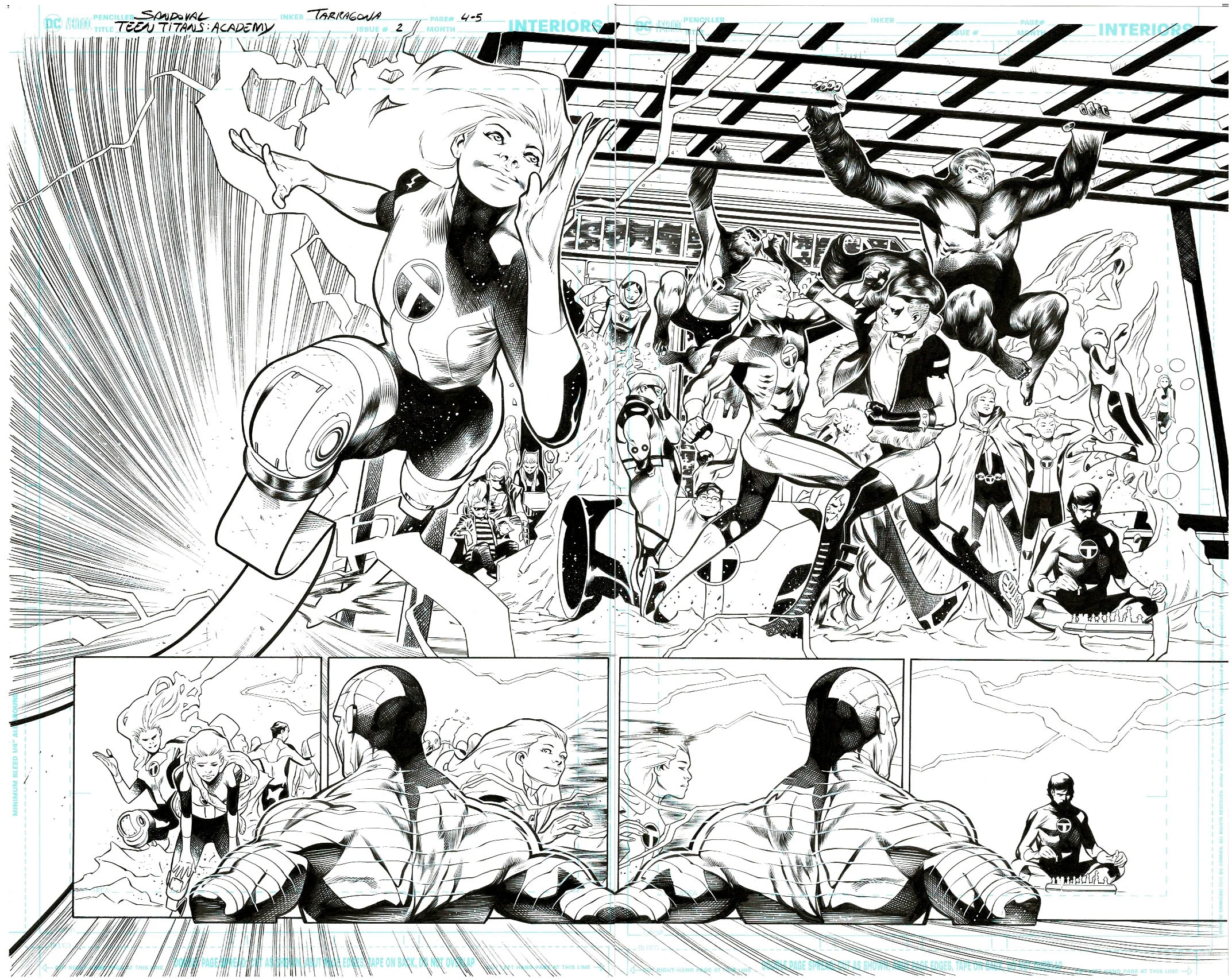 Rafa Sandoval Original Art Teen Titans Academy #2 Page 4-5 Double Page Spread