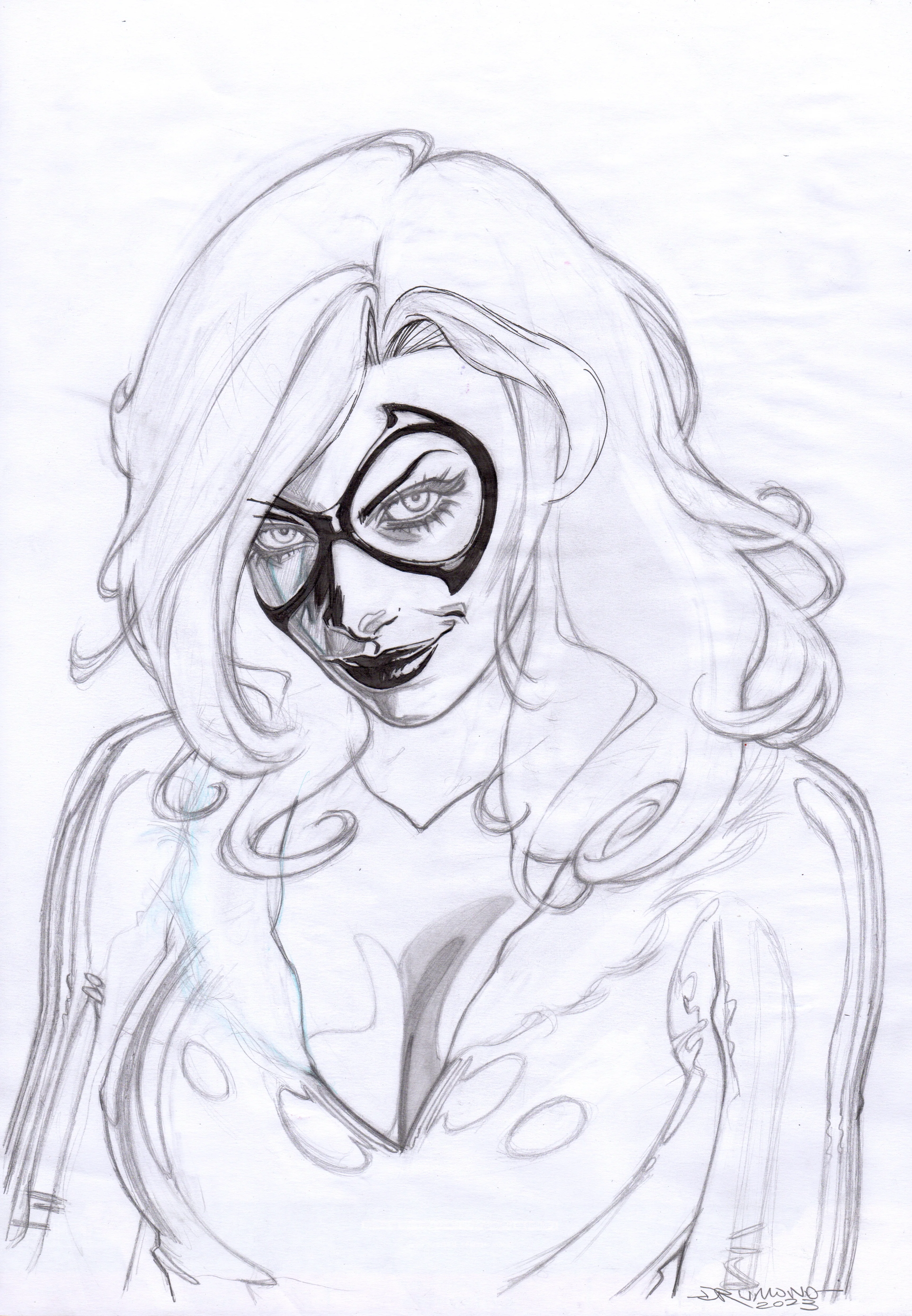 Ricardo Drumond Original Art Black Cat Illustration (Pencil Concept Included) - Image 2