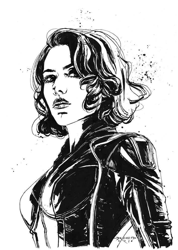Ricardo Drumond Original Art Black Widow Illustration