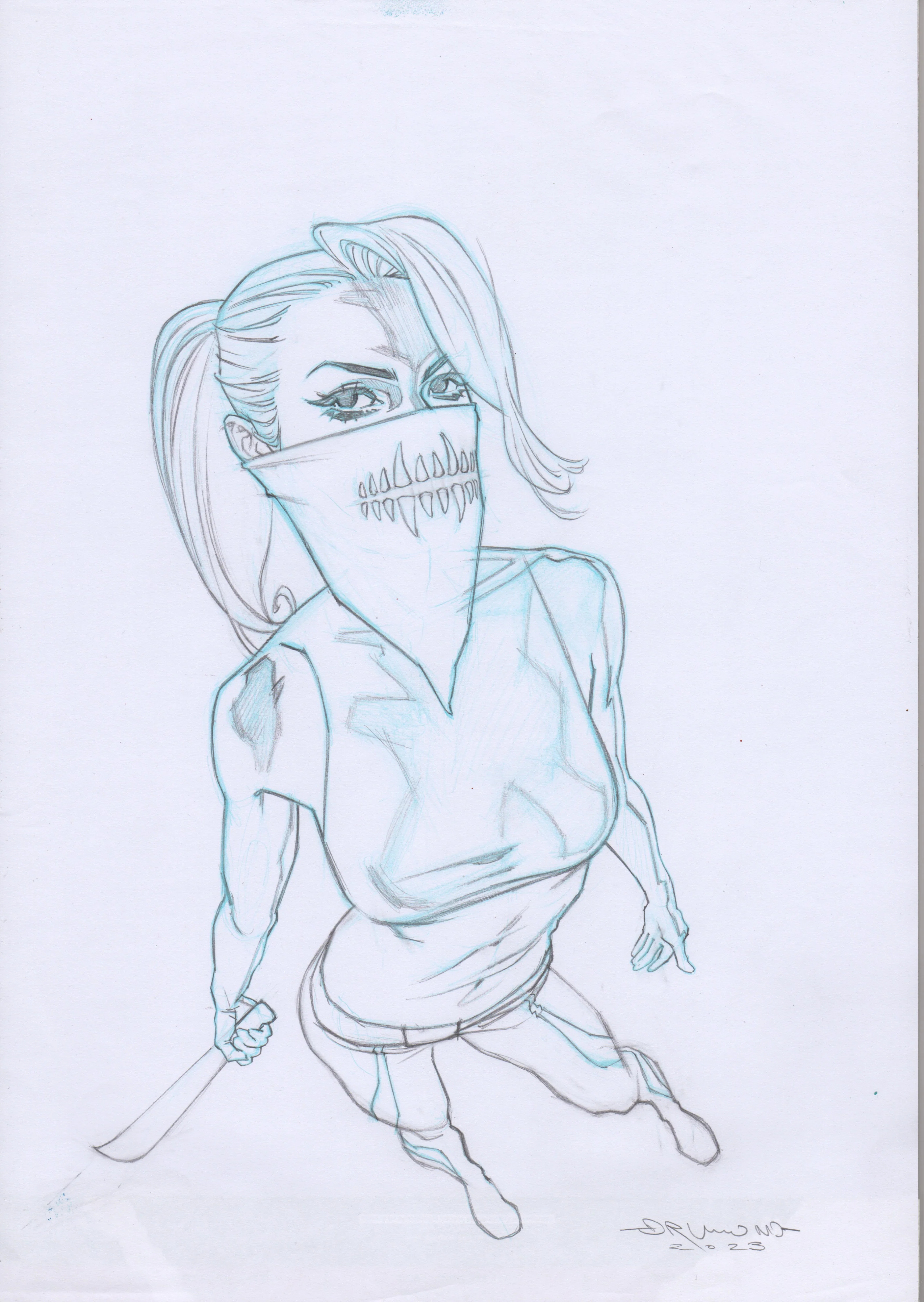 Ricardo Drumond Original Art Erica Slaughter Quink Style Illustration (Pencil Concept Included) - Image 2