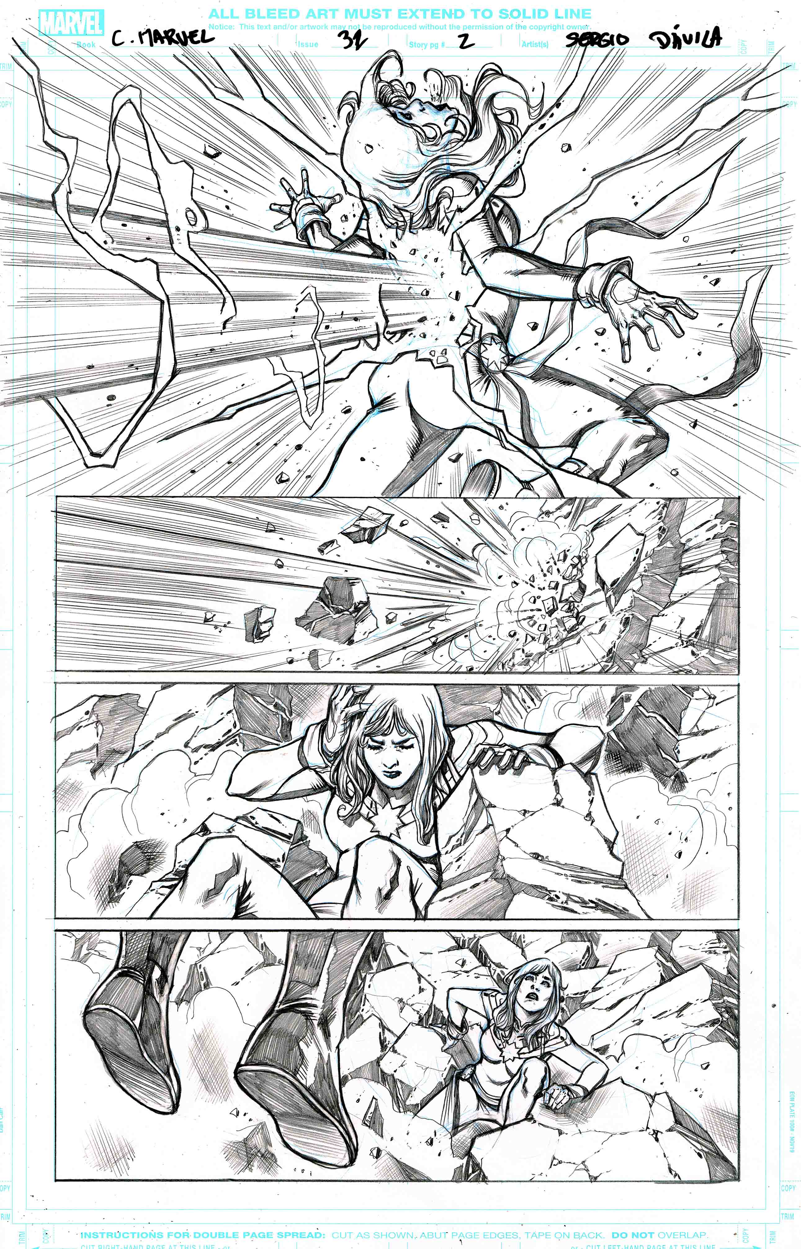 Sergio Davila Original Art Captain Marvel #32 Page 2