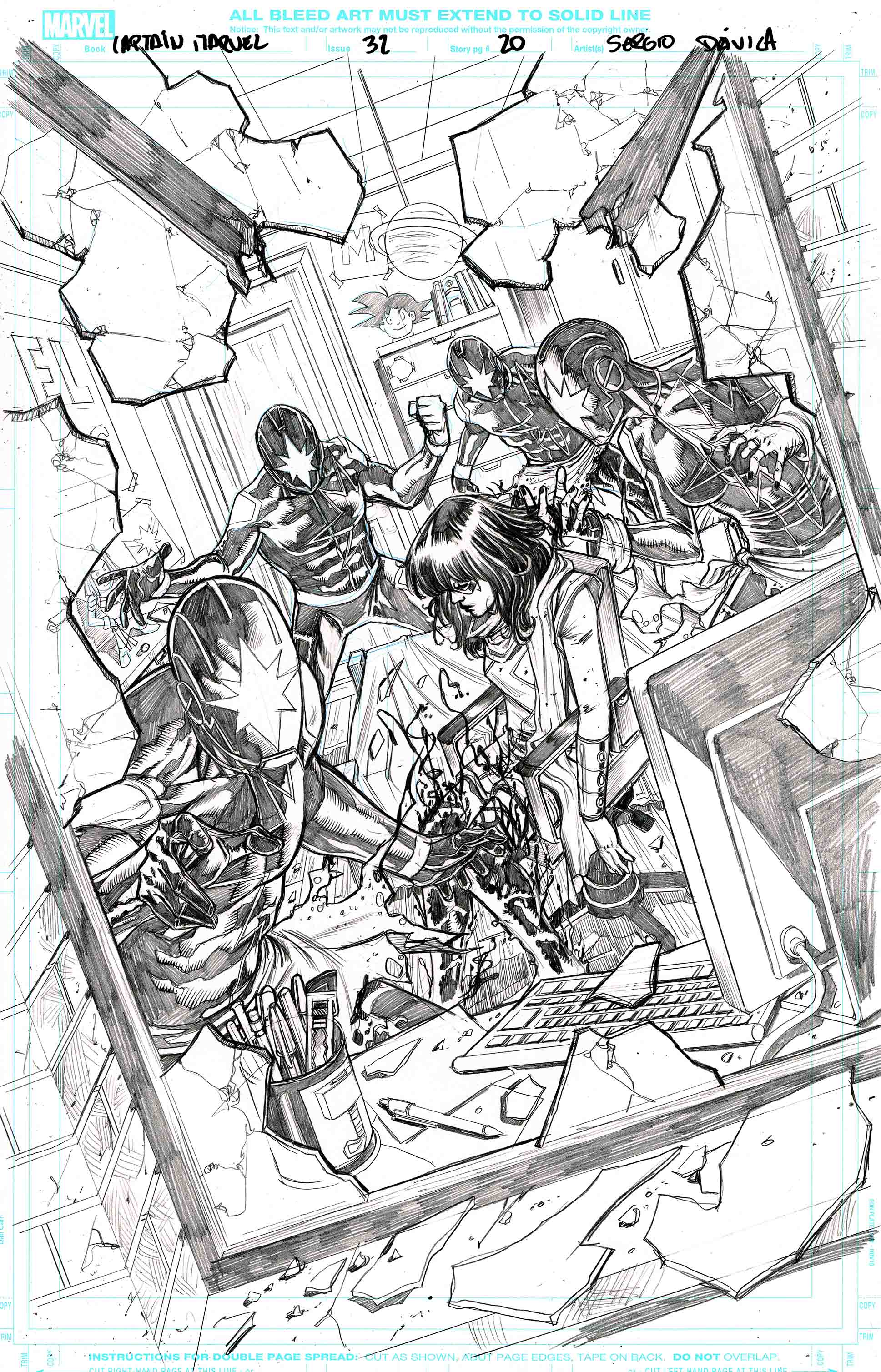 Sergio Davila Original Art Captain Marvel #32 Page 20