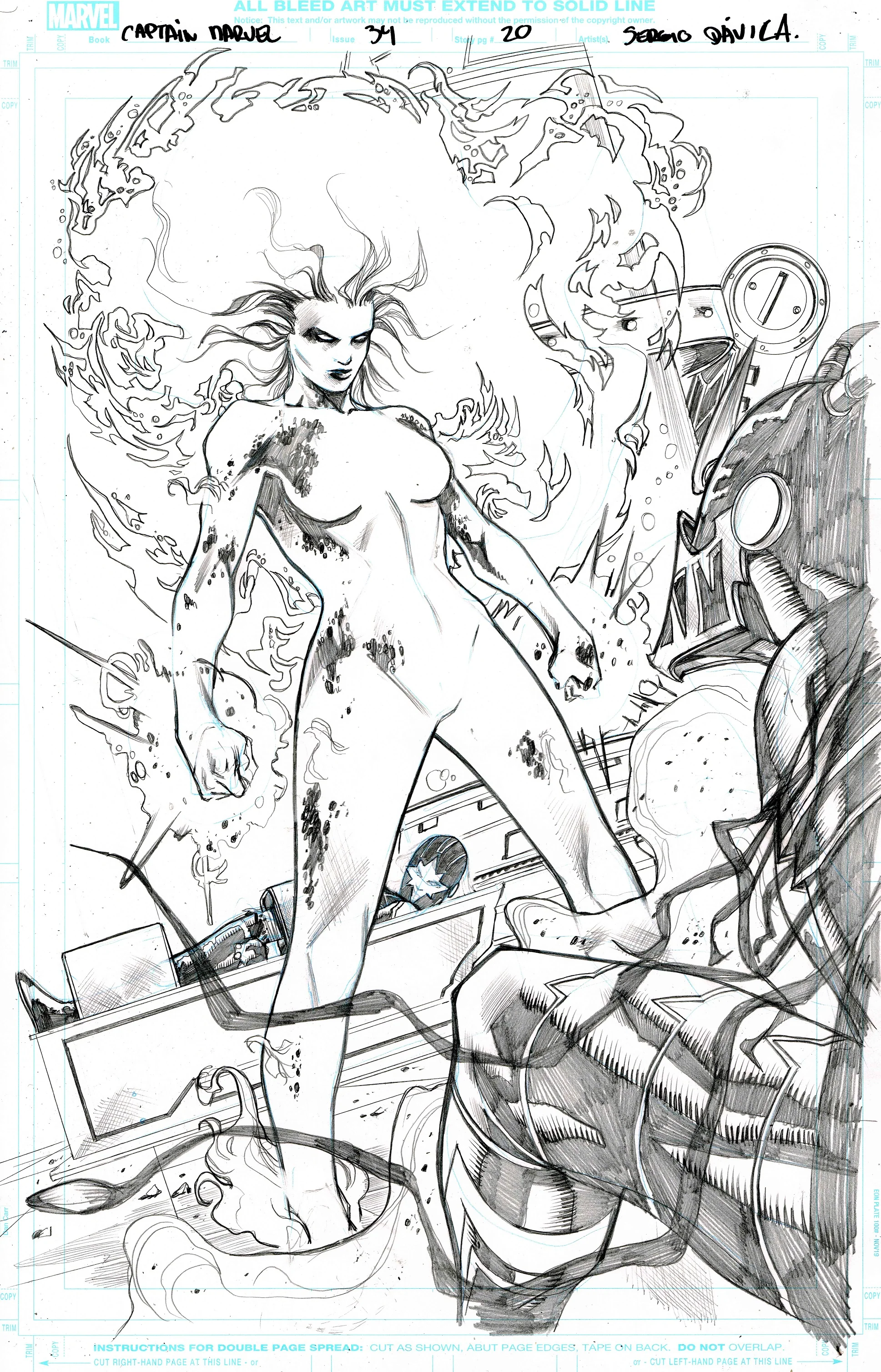 Sergio Davila Original Art Captain Marvel #34 Page 20