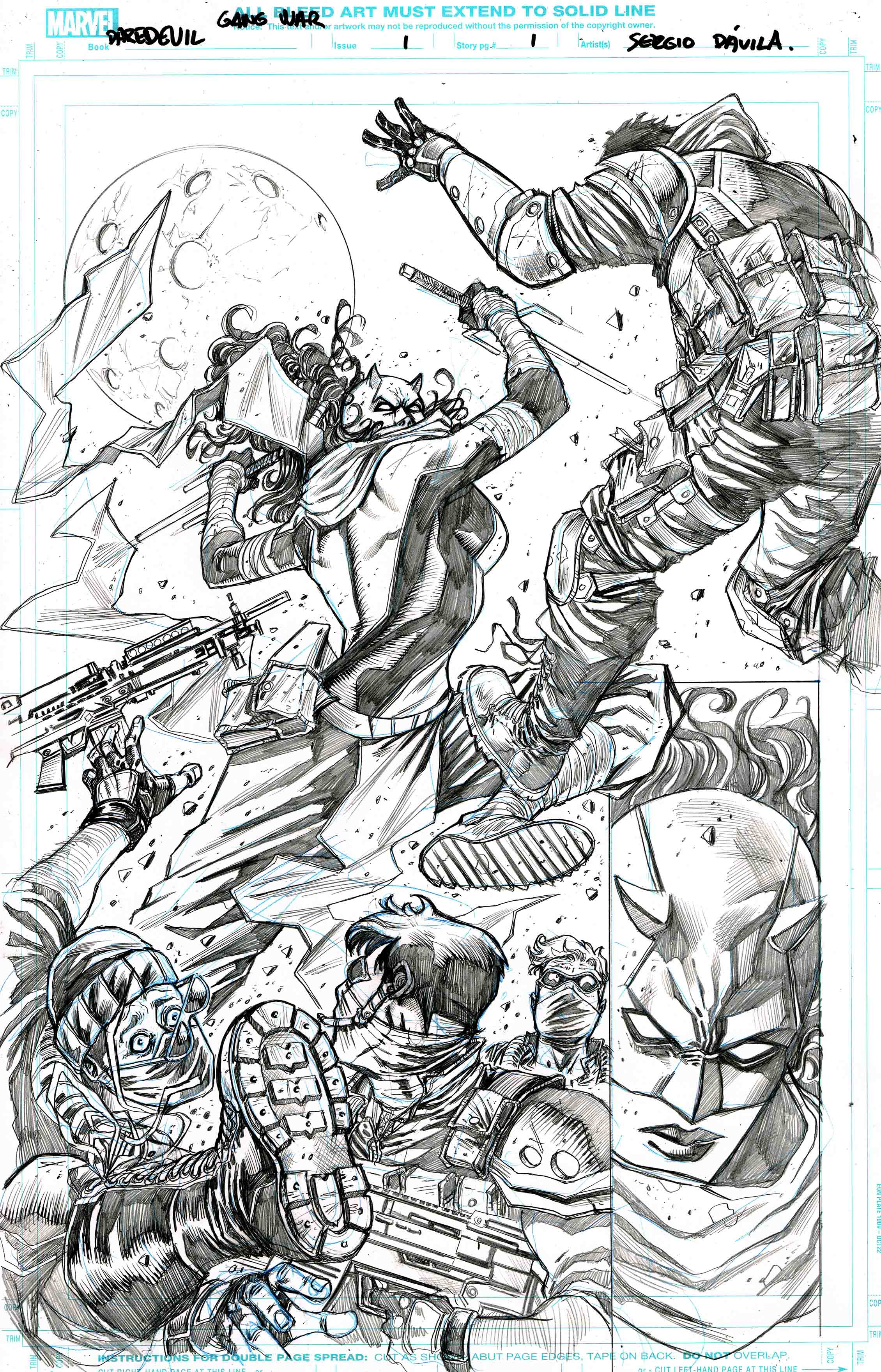 Sergio Davila Original Art Daredevil: Gang War #1 Page 1