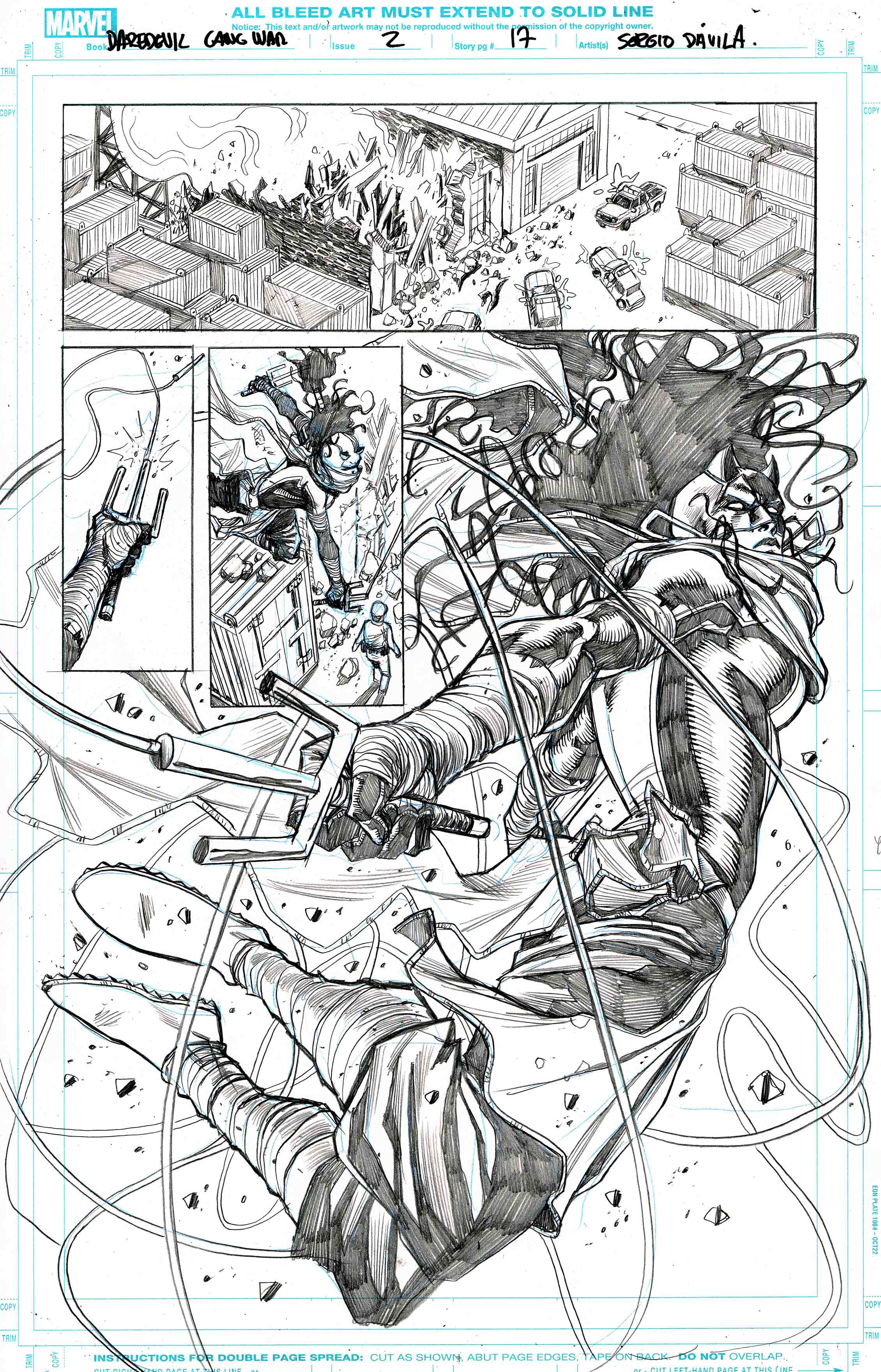 Sergio Davila Original Art Daredevil: Gang War #2 Page 17