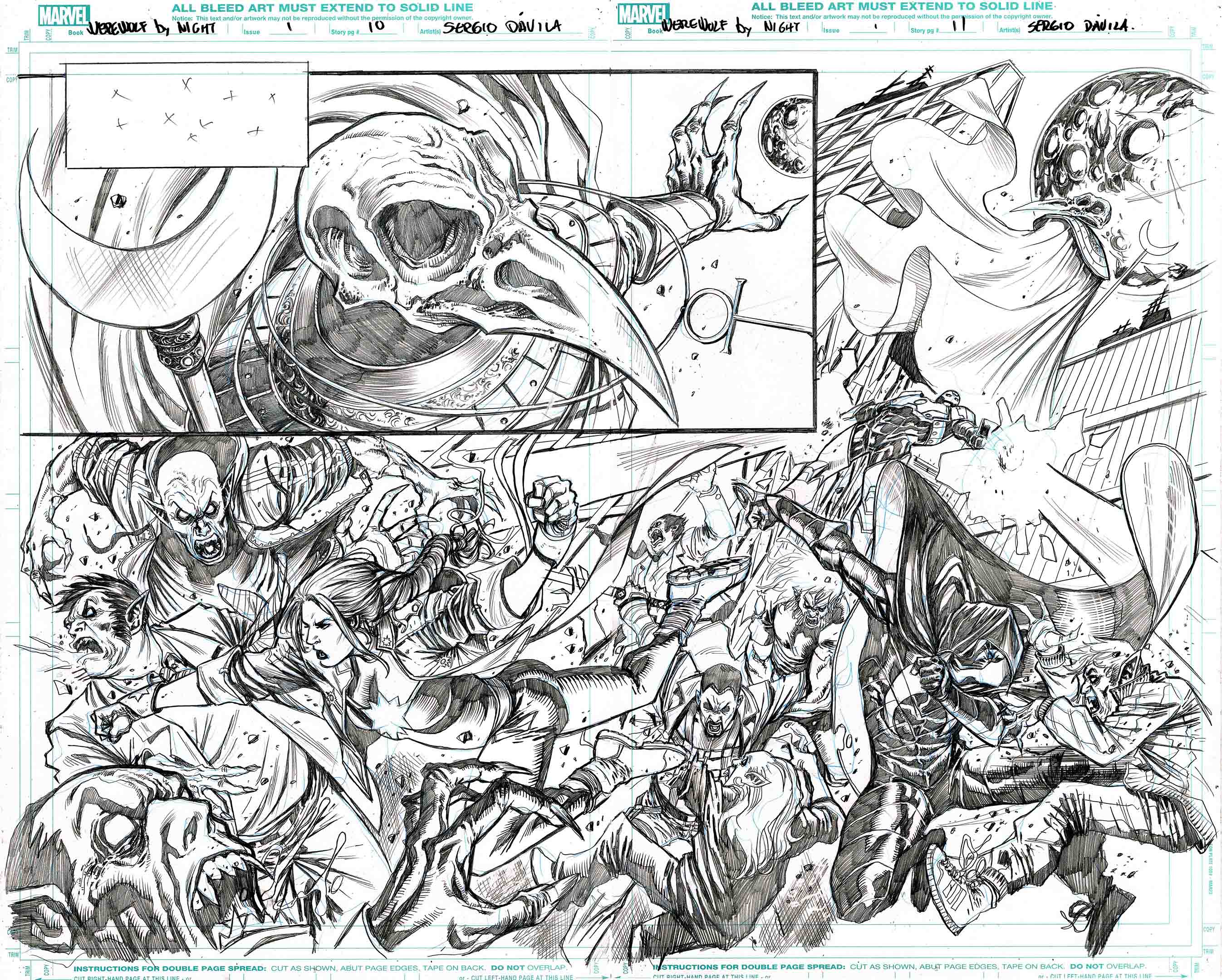 Sergio Davila Original Art Werewolf by Night: Red Band #1 Page 10-11 DPS