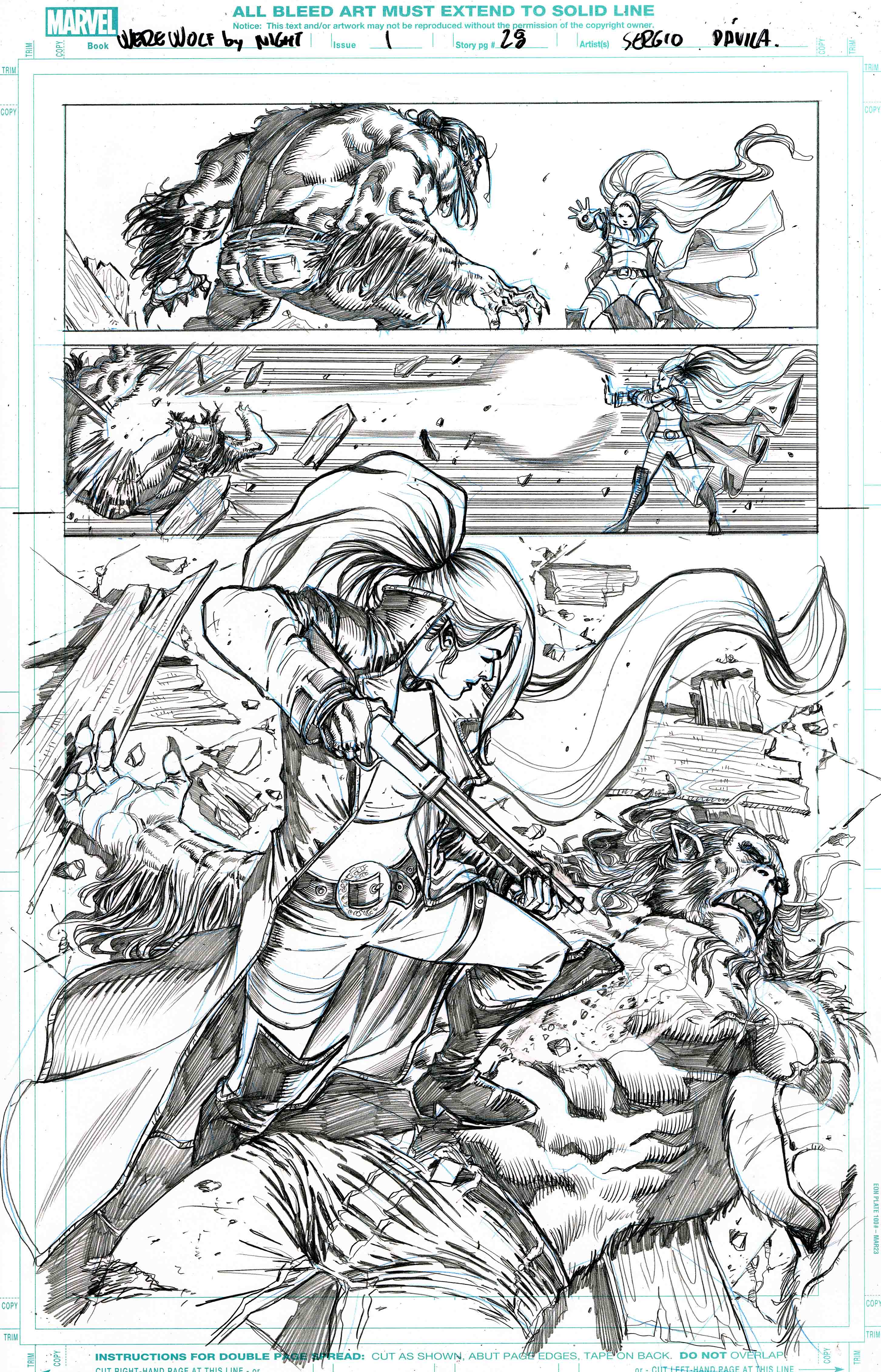 Sergio Davila Original Art Werewolf by Night: Red Band #1 Page 28