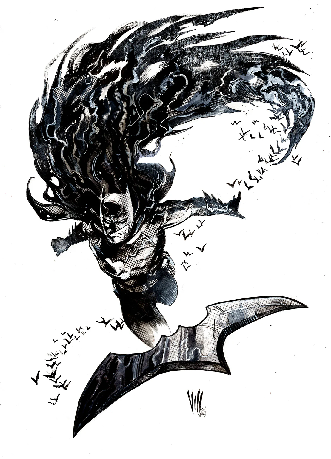 Vincenzo Riccardi Original Art Batman A3 Illustration