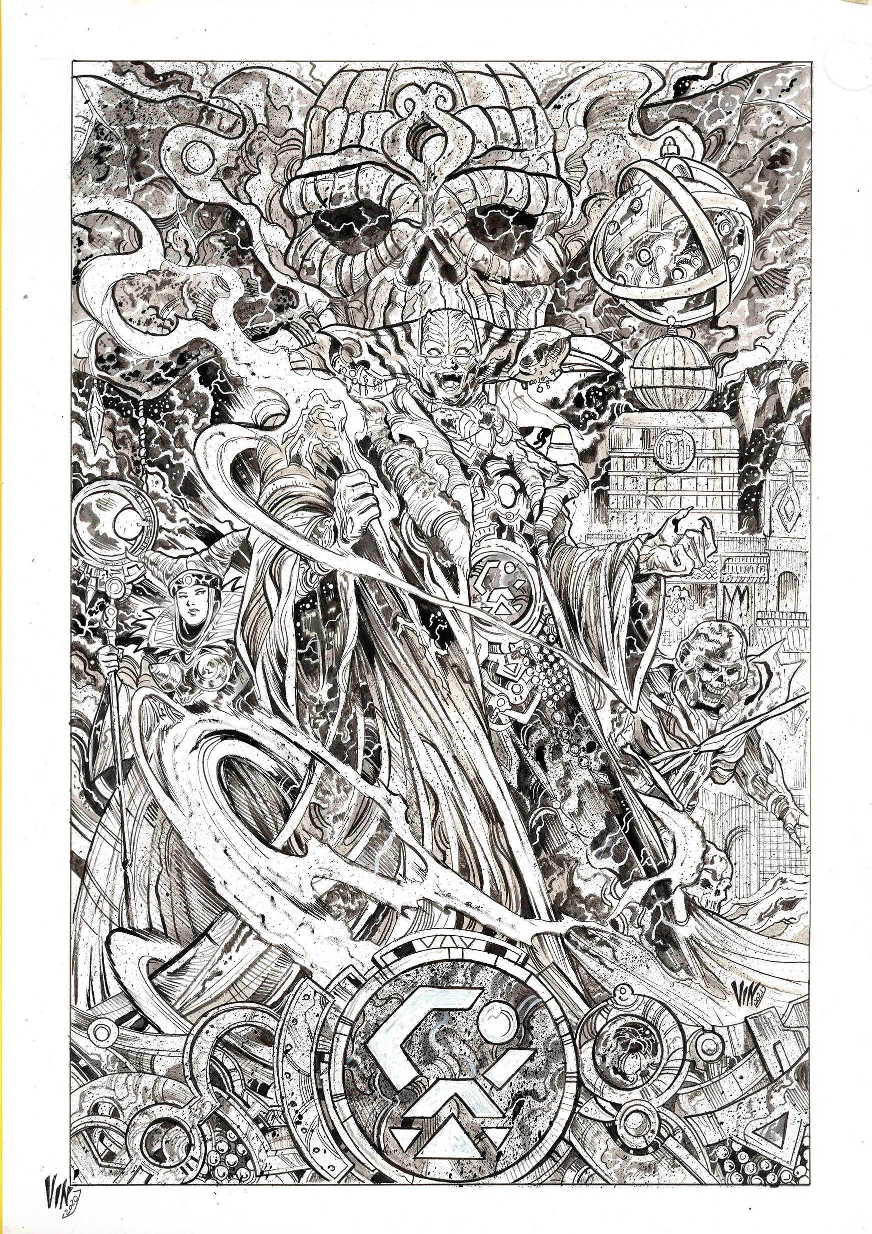 Vincenzo Riccardi Original Art Power Rangers Unlimited: Edge of Darkness #1 Cover