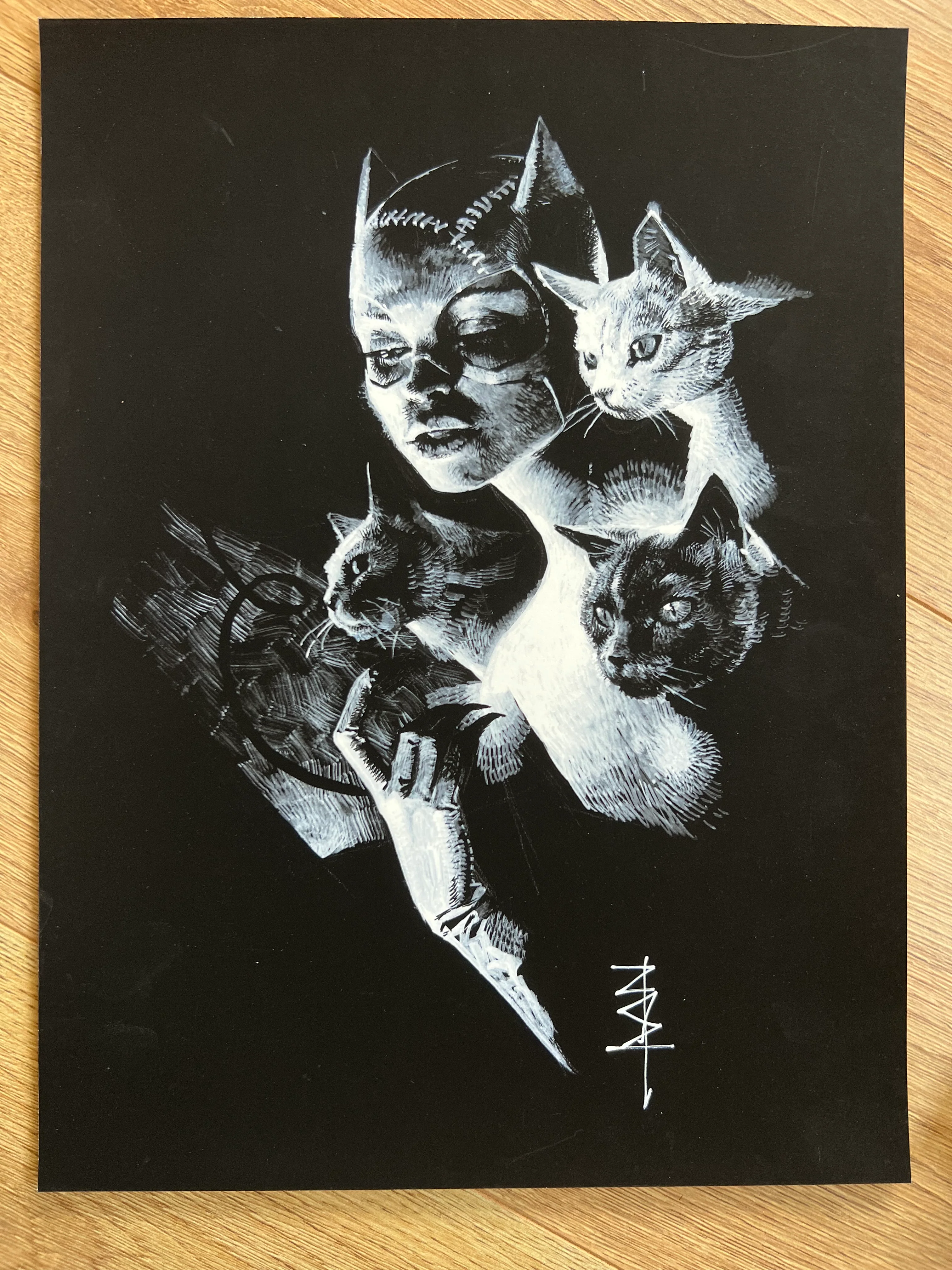 X3 HAND SIGNED Michal Ivan Catwoman, Harley Quinn and Poison Ivy 9x12" Limited Edition Fine Art Print Set - Image 2
